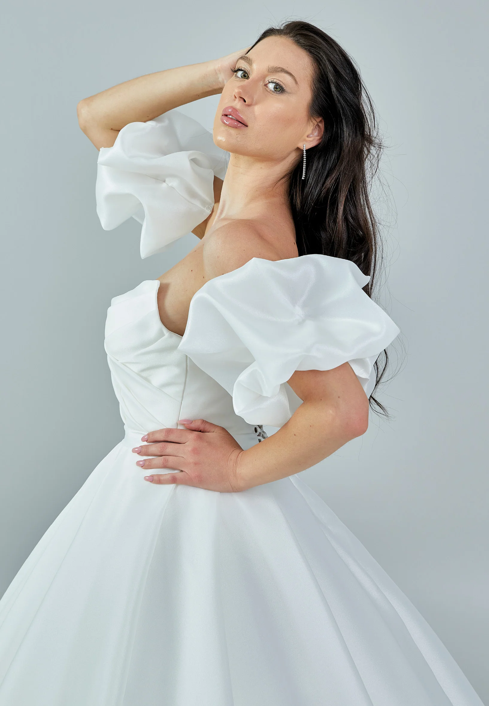 Off Shoulder Maxi Satin Regular Wedding Dress rlb1643 - Image 4