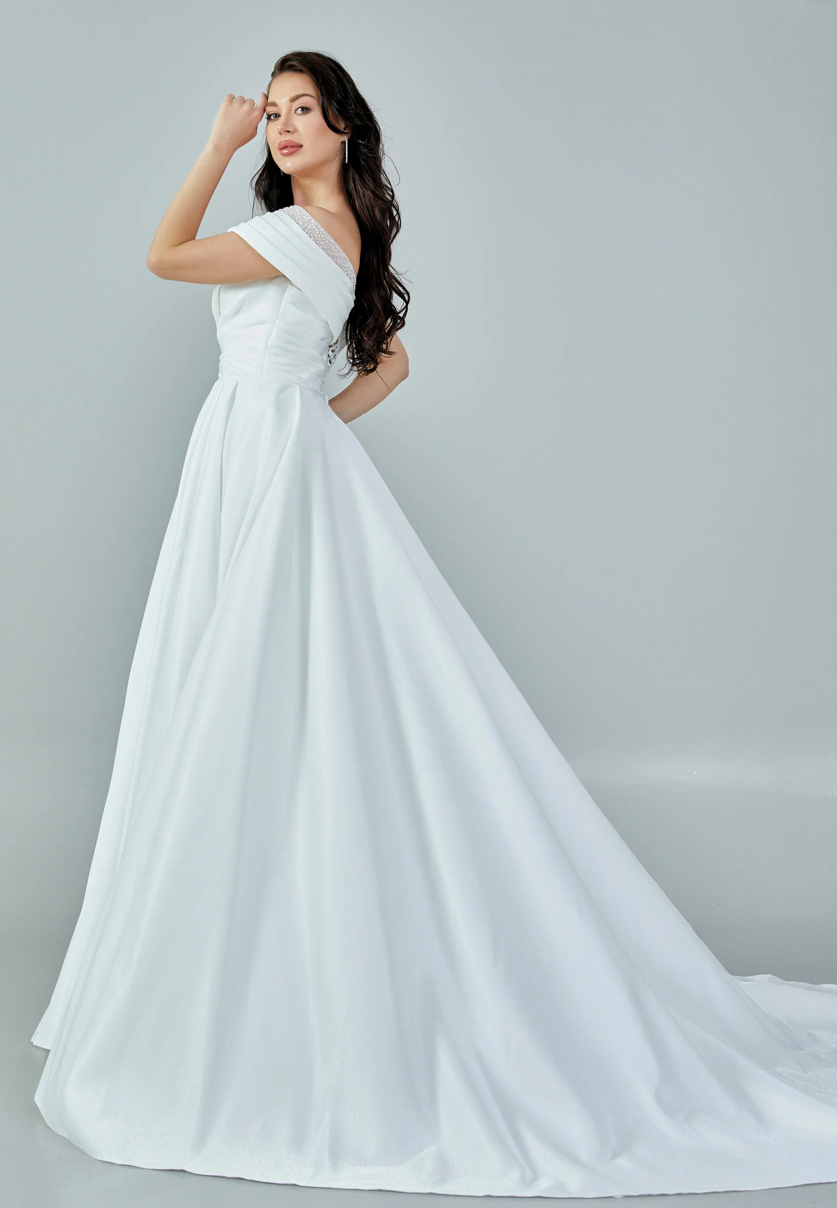 Off Shoulder Maxi Satin Regular Wedding Dress rlb1700 - Image 6