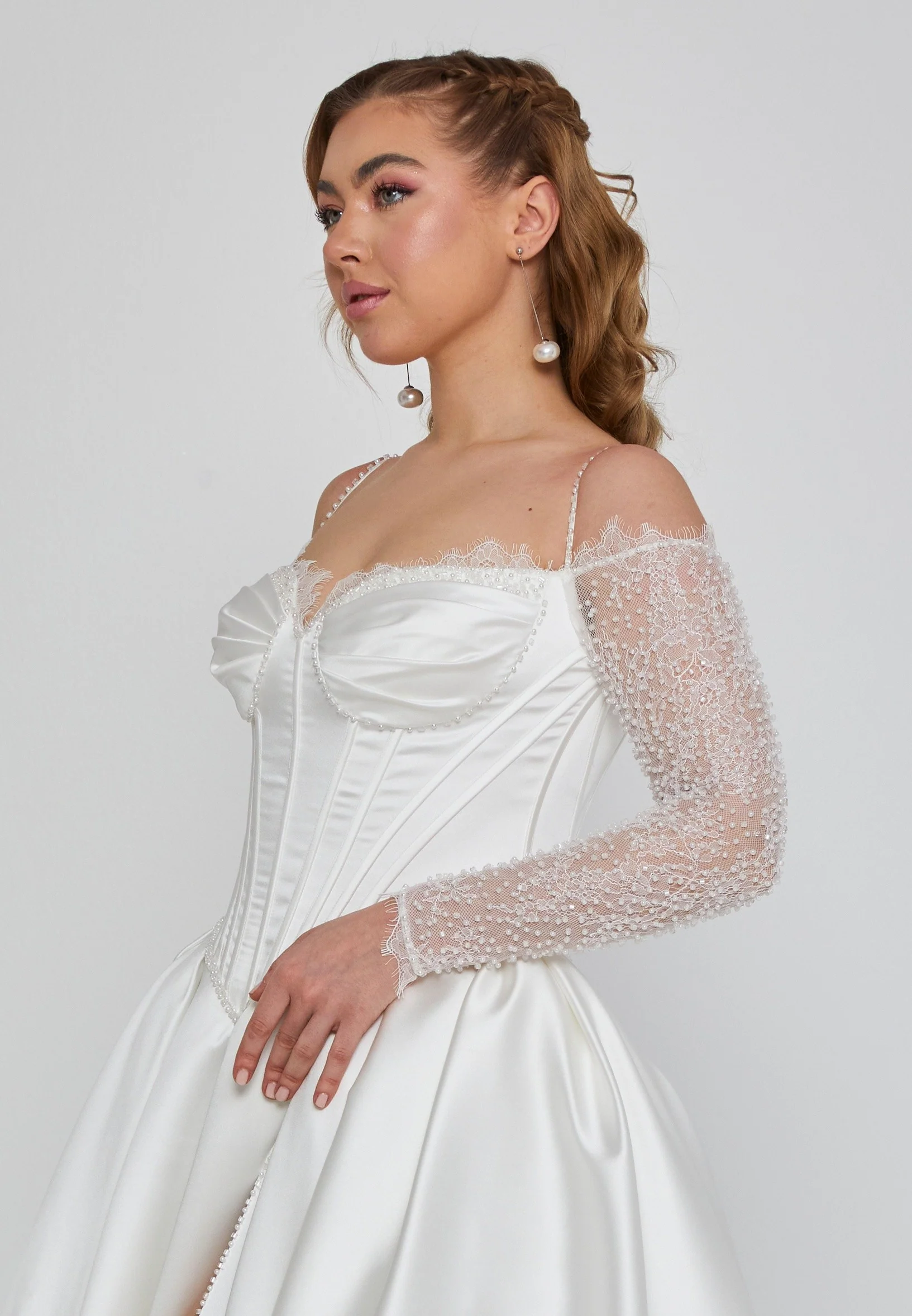 Off Shoulder Maxi Satin Regular Wedding Dress rlb1920 - Image 2