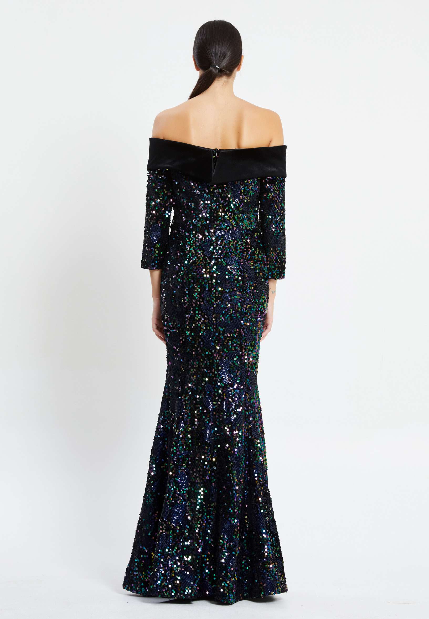 Off Shoulder Maxi Sequin Mermaid Regular Prom Dress pnl6887 - Image 10