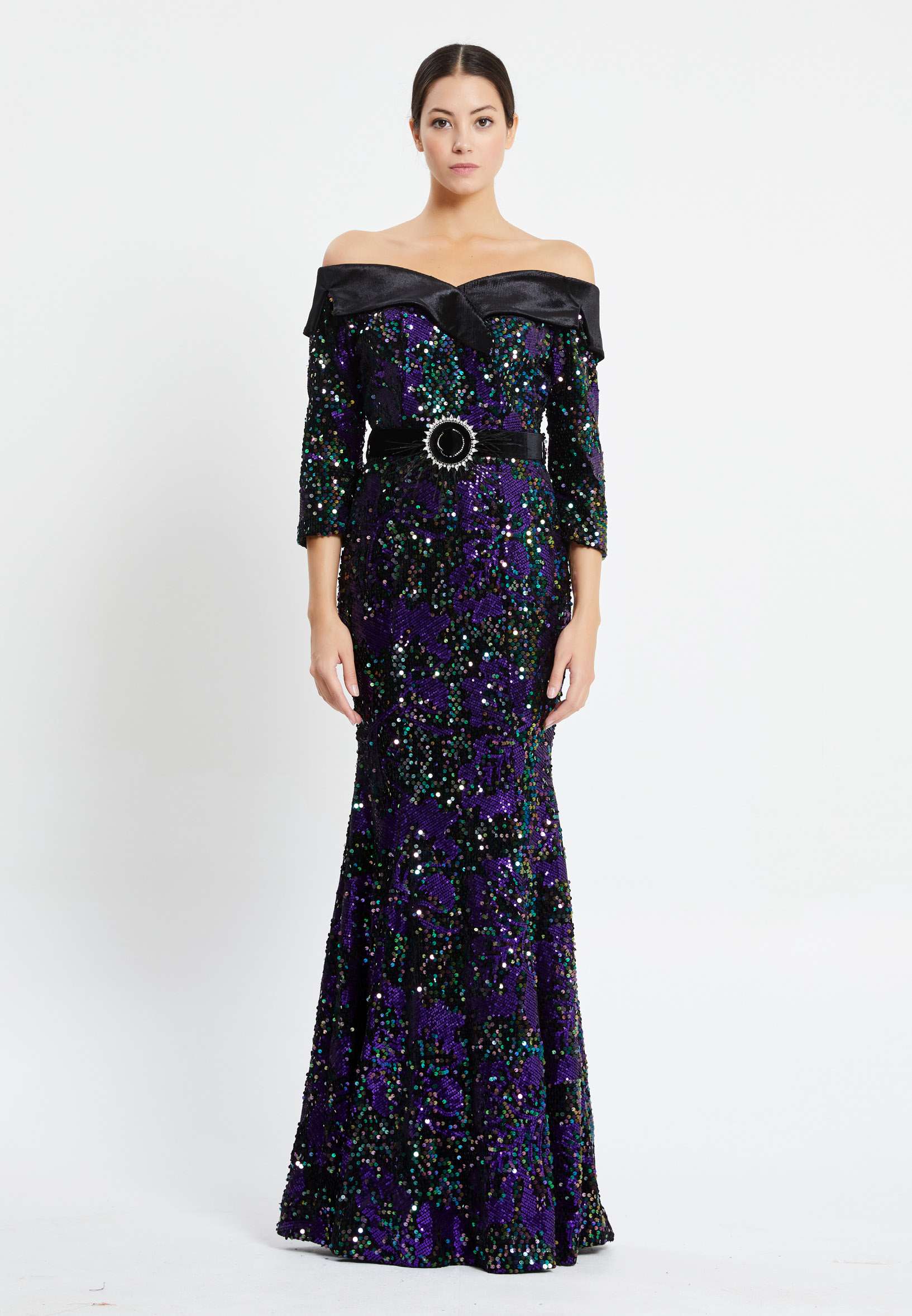 Off Shoulder Maxi Sequin Mermaid Regular Prom Dress pnl6887 - Image 5