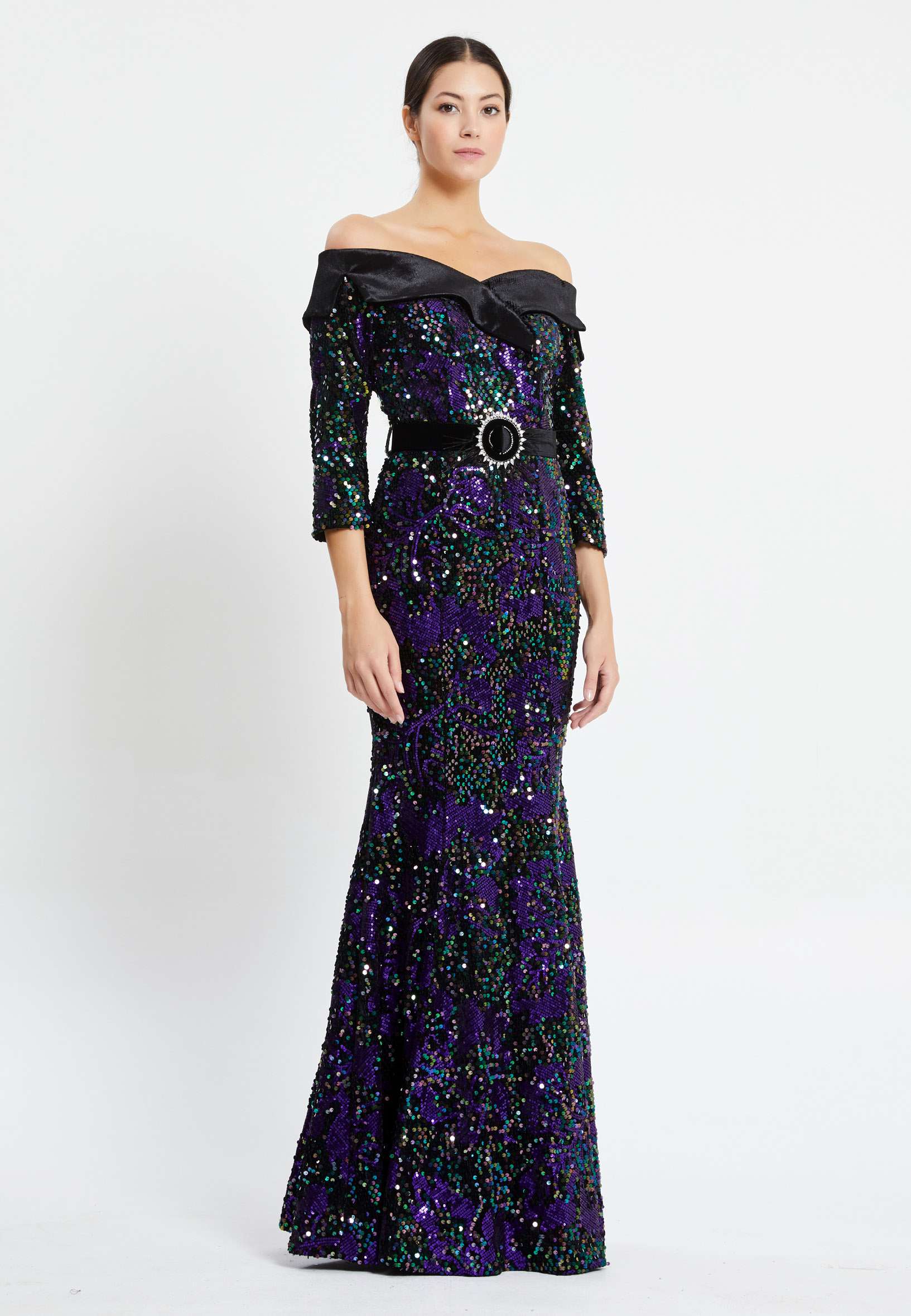 Off Shoulder Maxi Sequin Mermaid Regular Prom Dress pnl6887 - Image 7