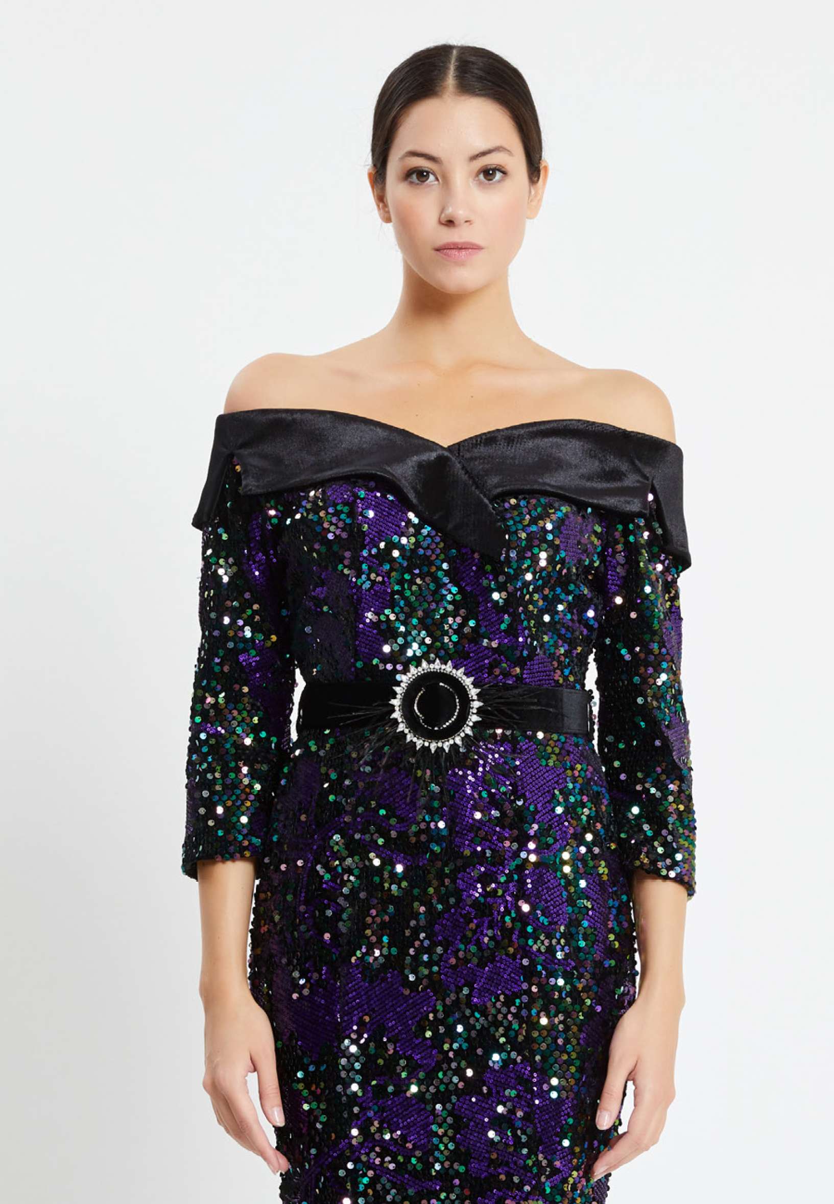 Off Shoulder Maxi Sequin Mermaid Regular Prom Dress pnl6887 - Image 8