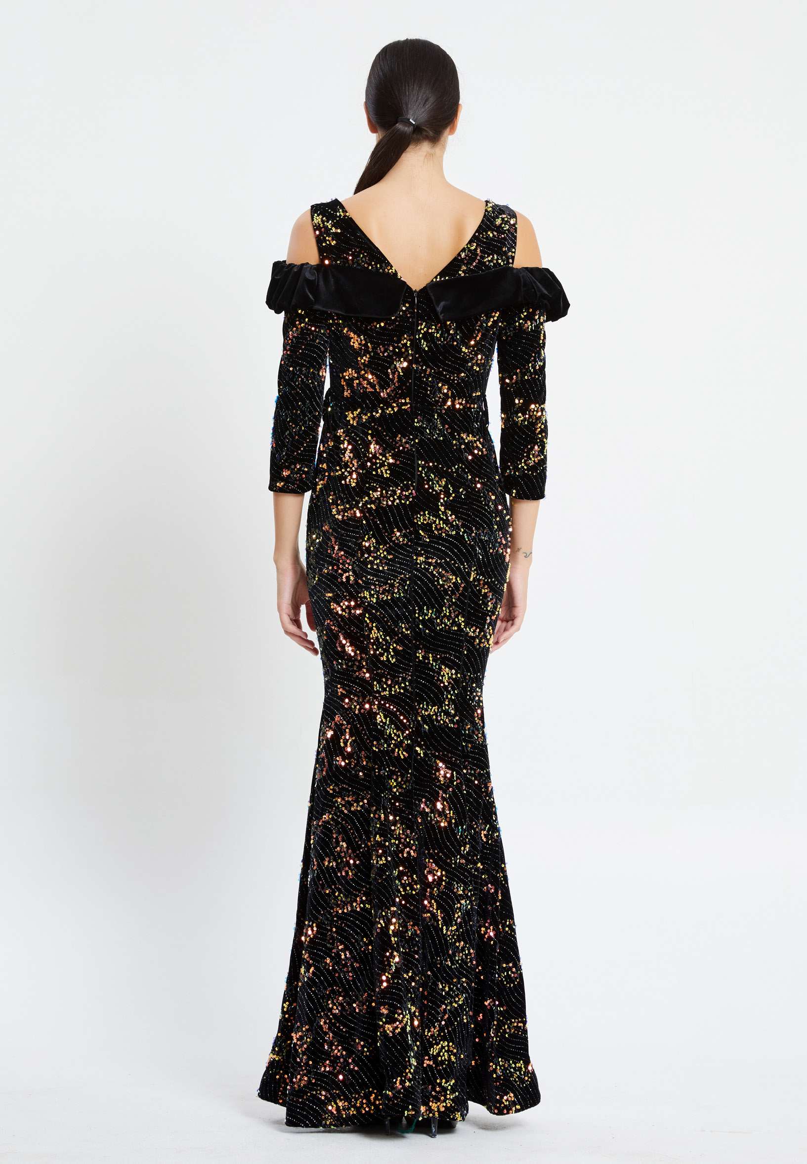 Off Shoulder Maxi Sequin Mermaid Regular Prom Dress pnl6895 - Image 10