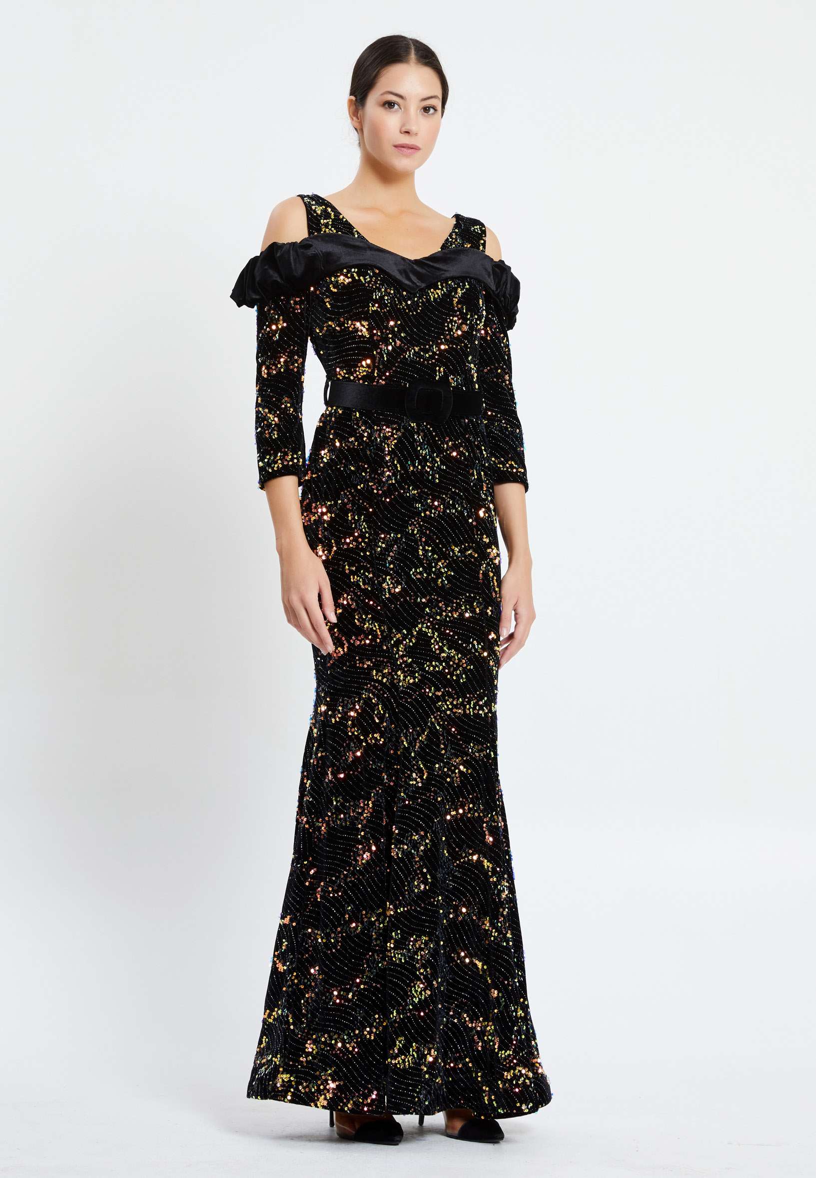 Off Shoulder Maxi Sequin Mermaid Regular Prom Dress pnl6895 - Image 11