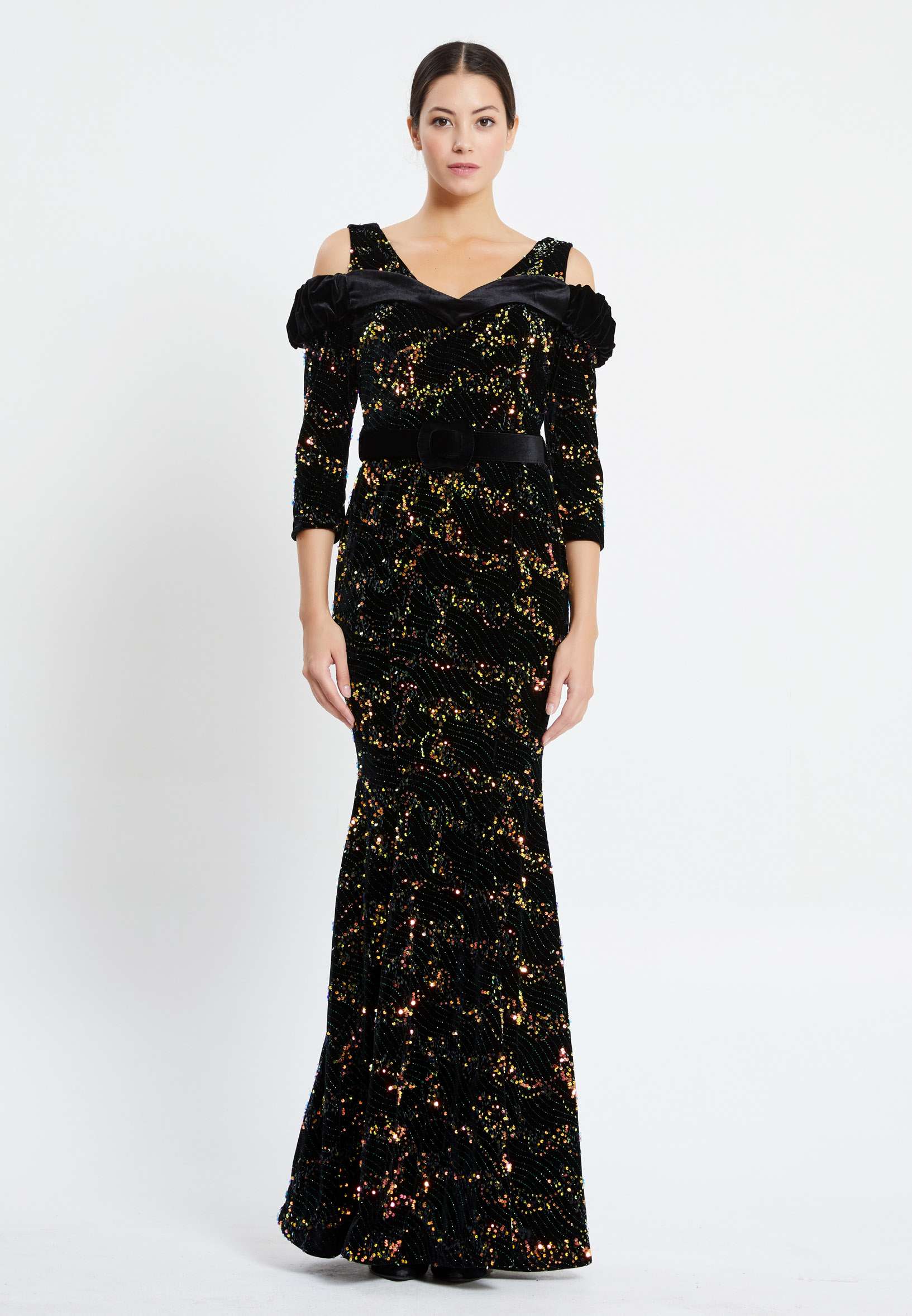 Off Shoulder Maxi Sequin Mermaid Regular Prom Dress pnl6895 - Image 5
