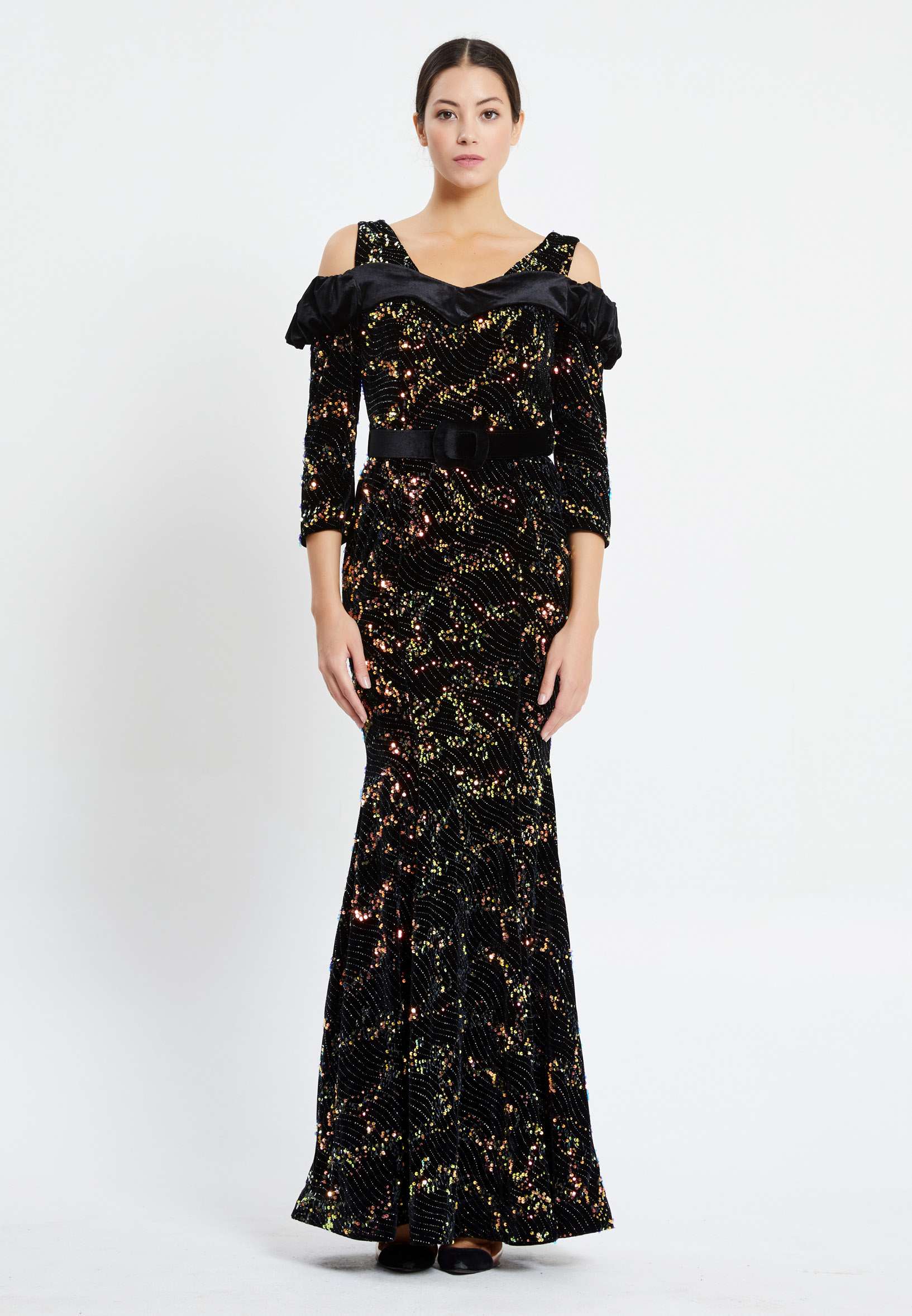 Off Shoulder Maxi Sequin Mermaid Regular Prom Dress pnl6895 - Image 9