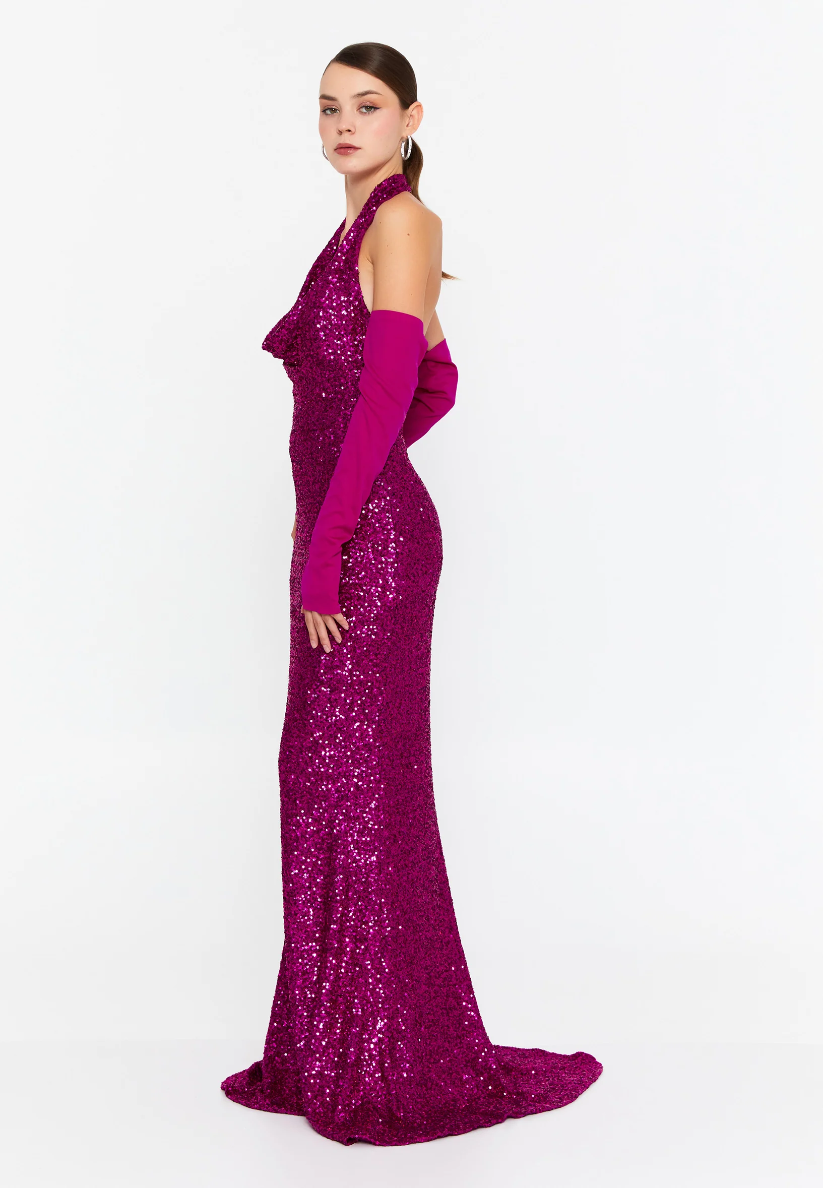 Off Shoulder Maxi Sequin Mermaid Regular Wedding Guest Dress prl033 - Image 3