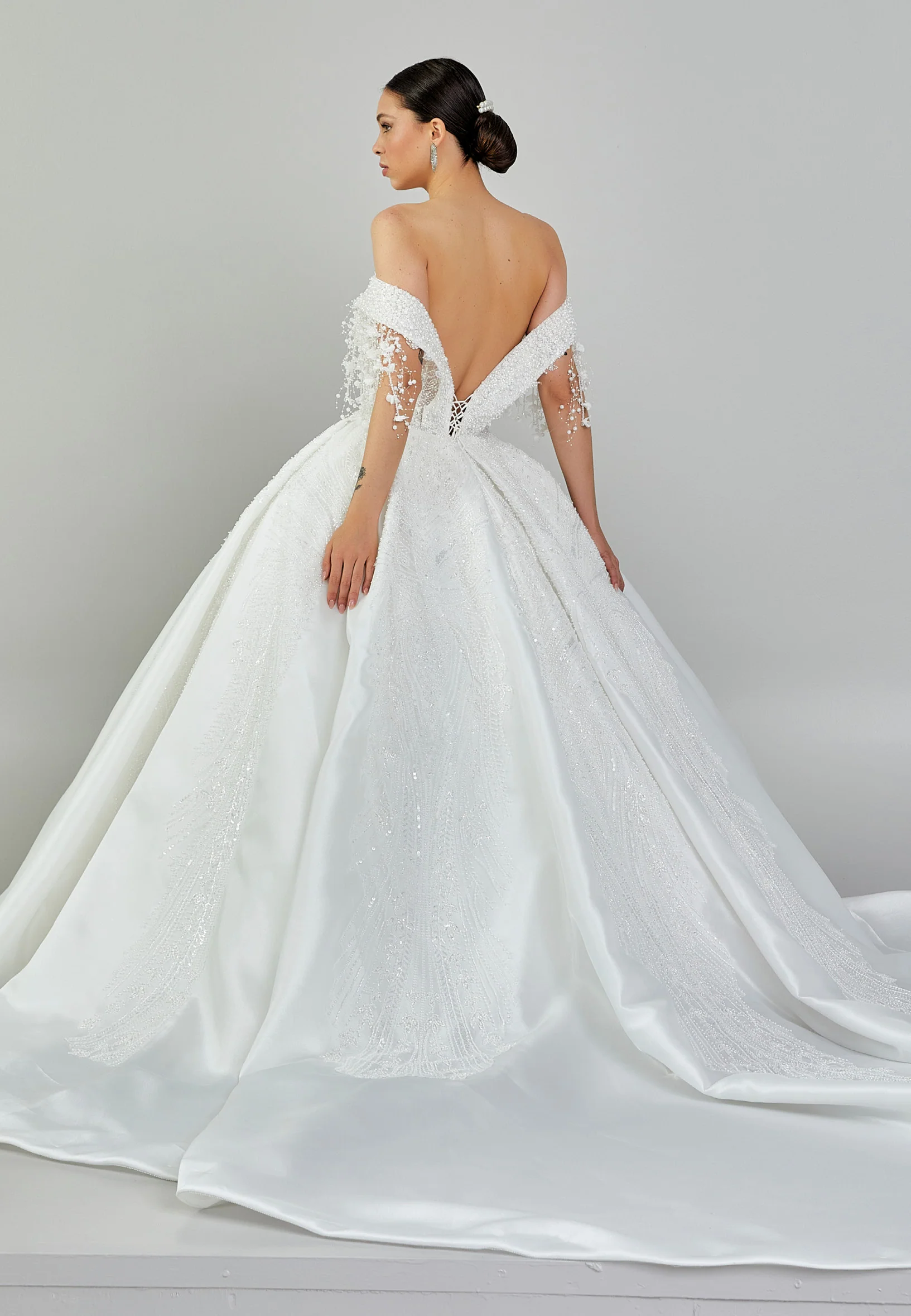 Off Shoulder Maxi Sequin Regular Wedding Dress abb23067 - Image 5