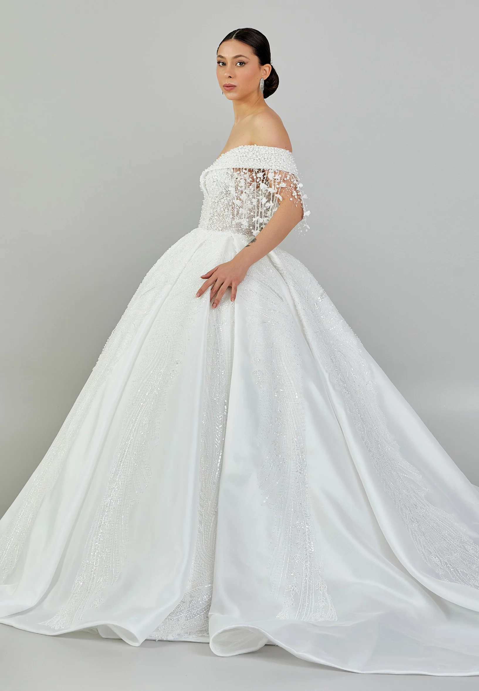 Off Shoulder Maxi Sequin Regular Wedding Dress abb23067 - Image 6