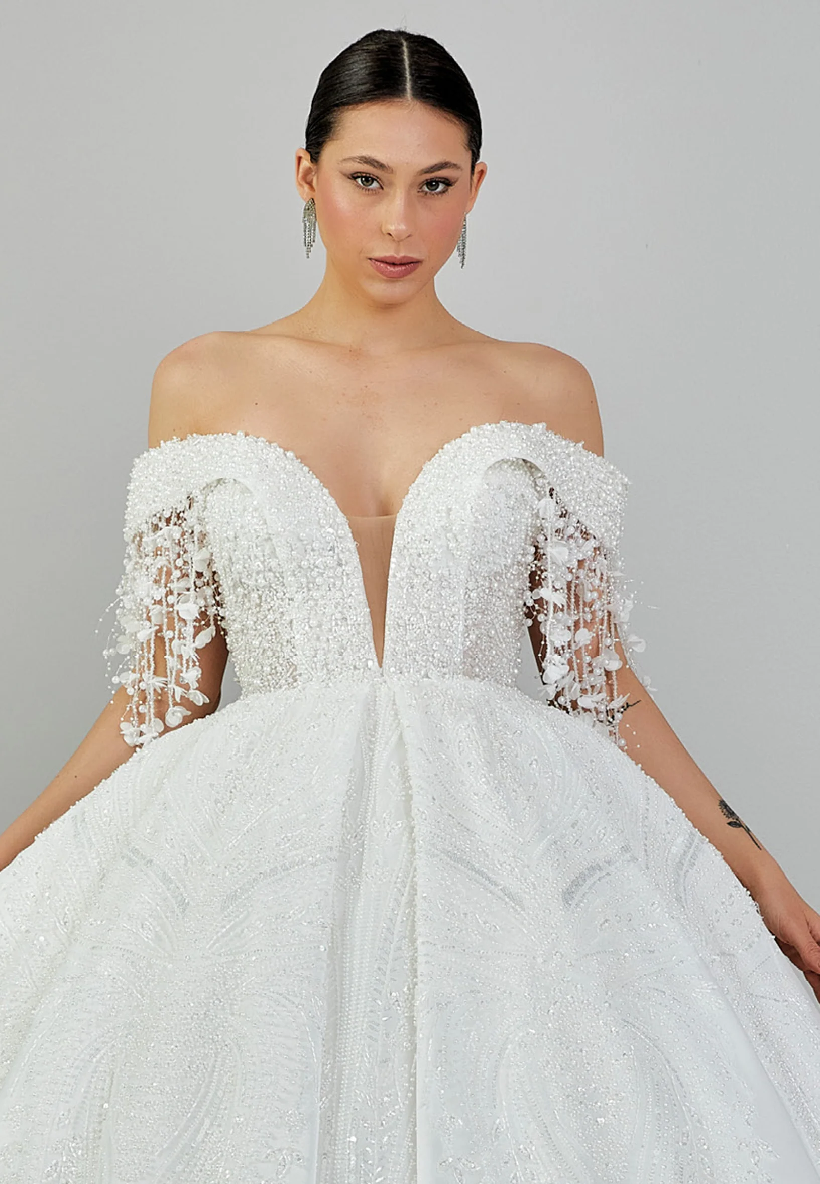 Off Shoulder Maxi Sequin Regular Wedding Dress abb23067 - Image 7