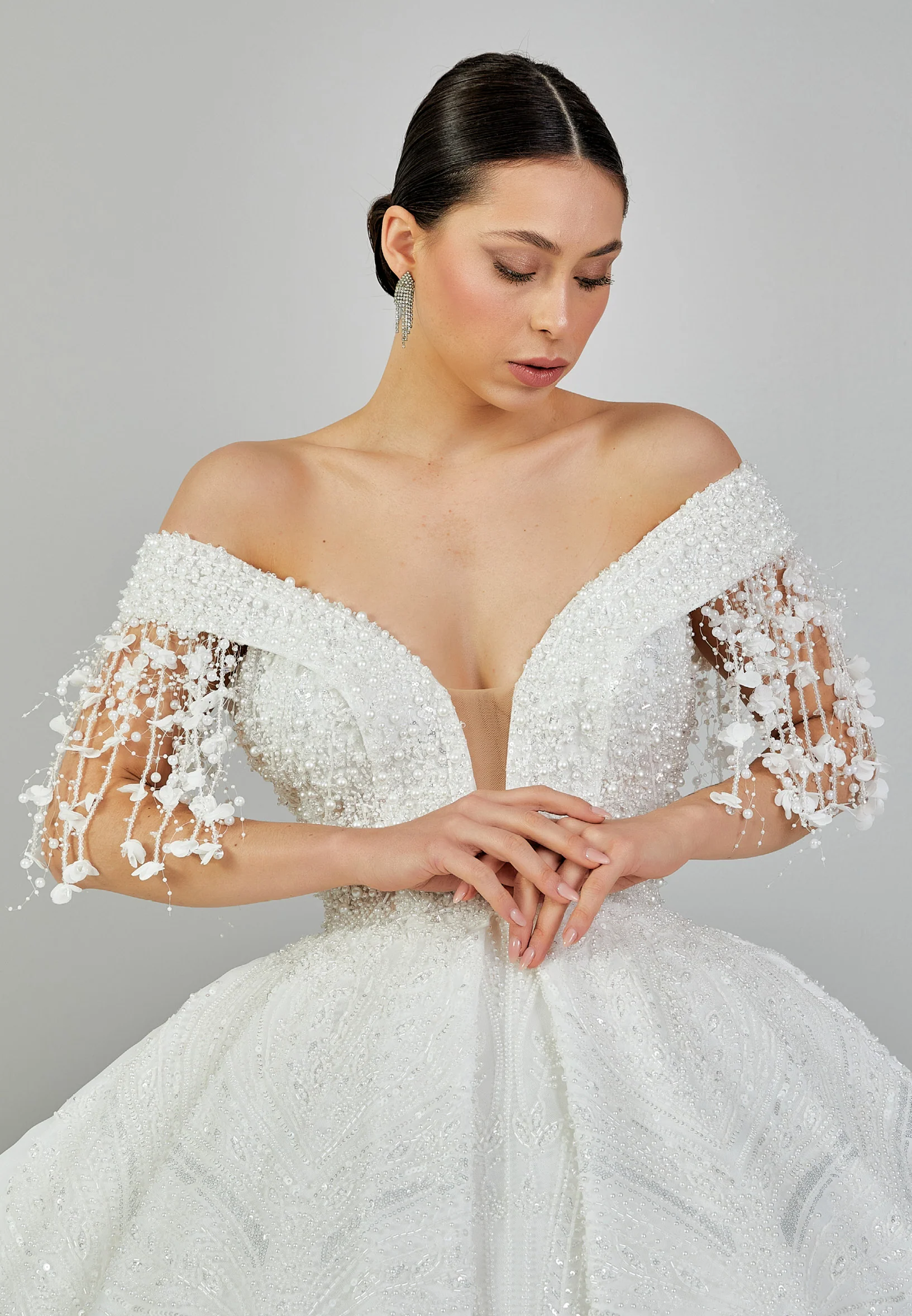 Off Shoulder Maxi Sequin Regular Wedding Dress abb23067 - Image 8