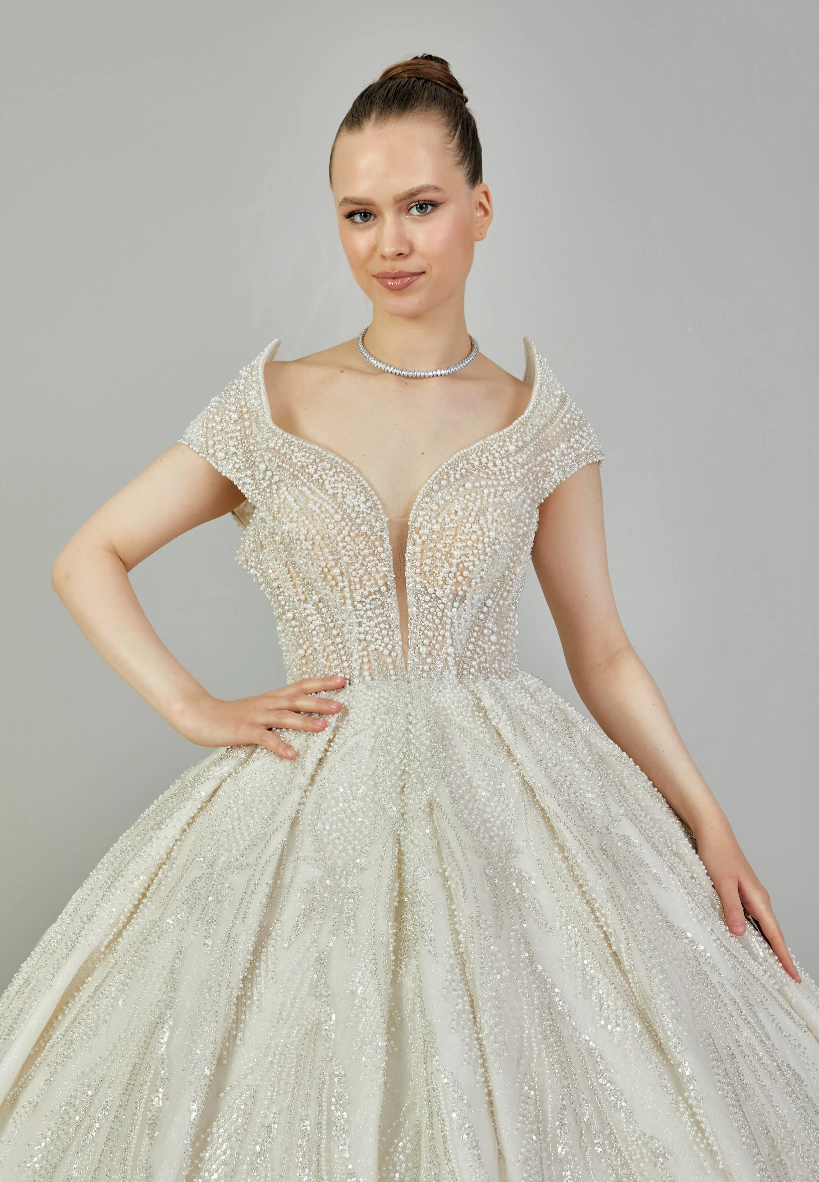 Off Shoulder Maxi Sequin Regular Wedding Dress abb2404060 - Image 3