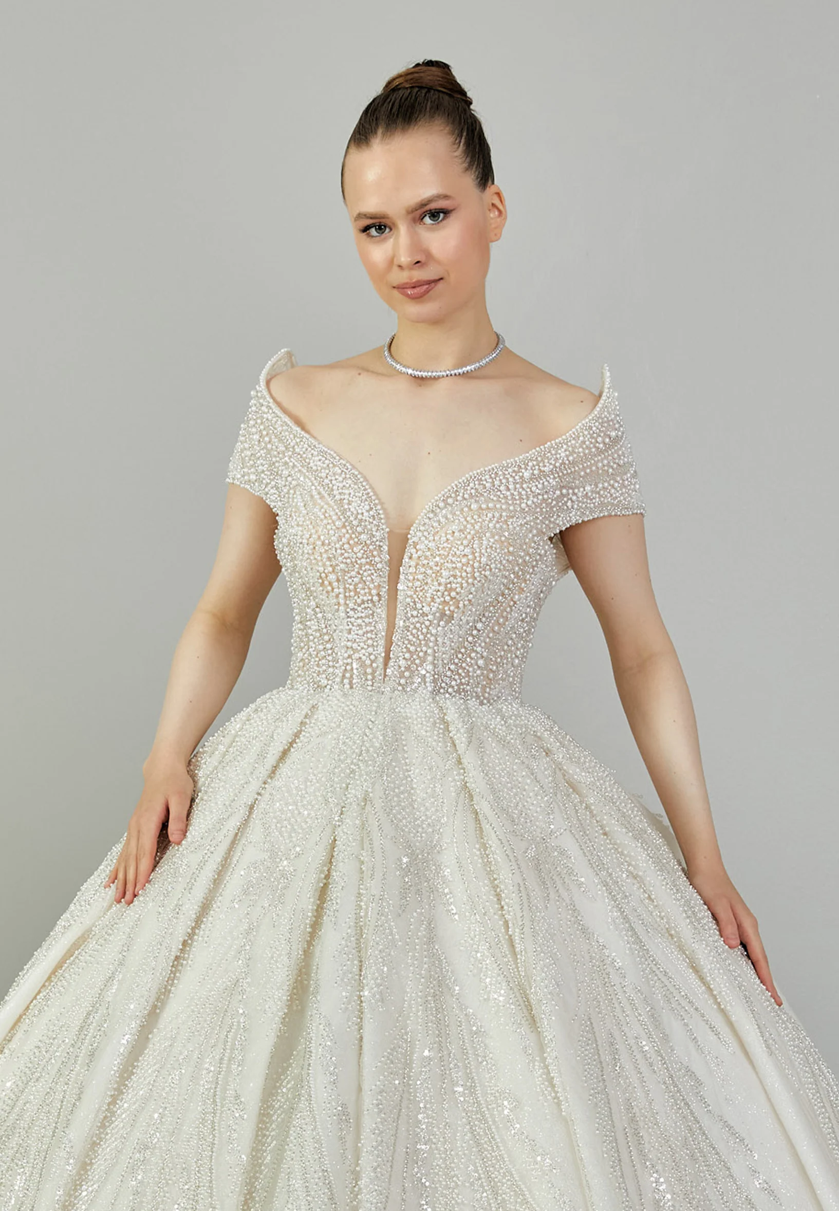 Off Shoulder Maxi Sequin Regular Wedding Dress abb2404060 - Image 7