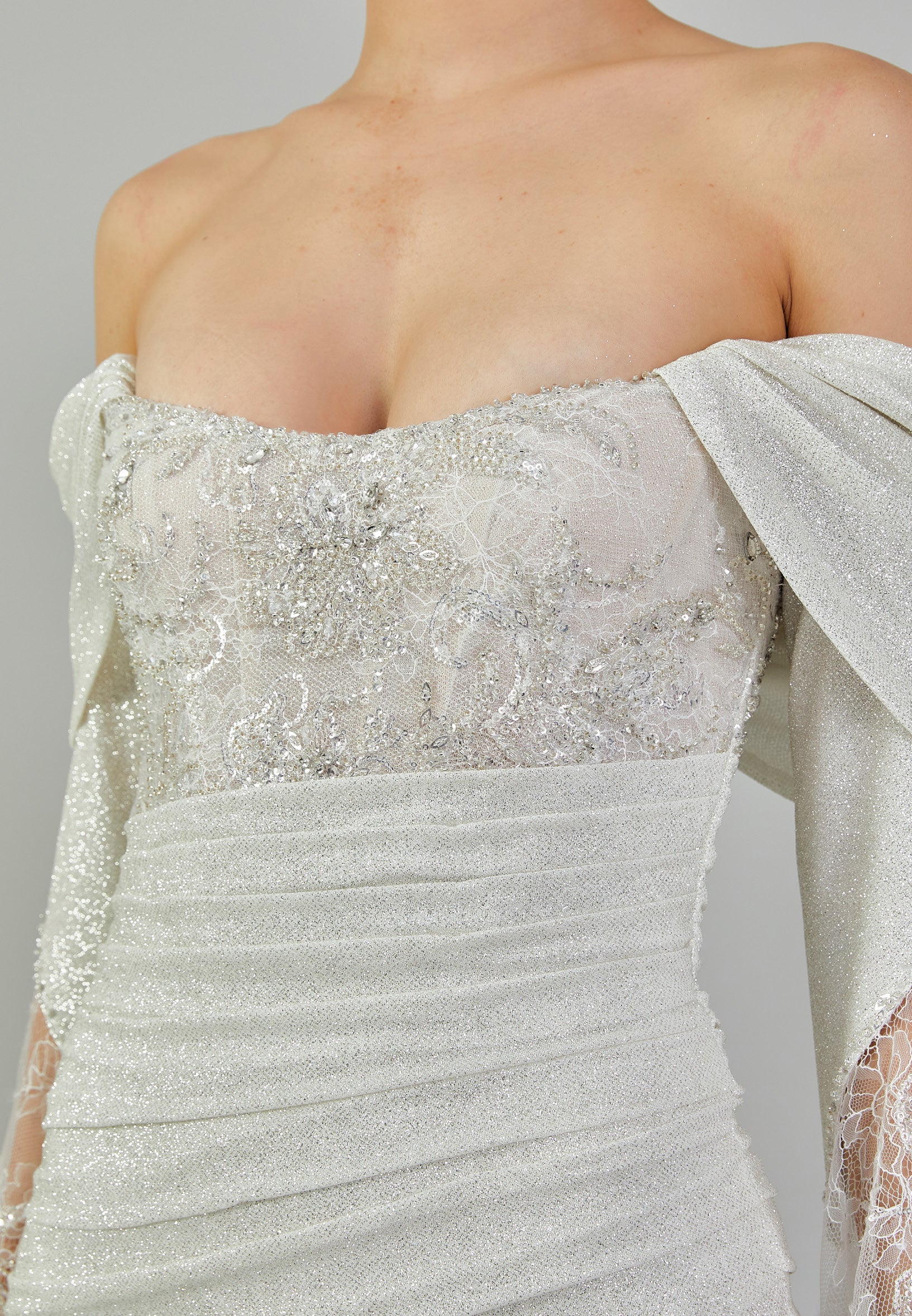 Off Shoulder Maxi Sequin Regular Wedding Dress abbab206u - Image 4