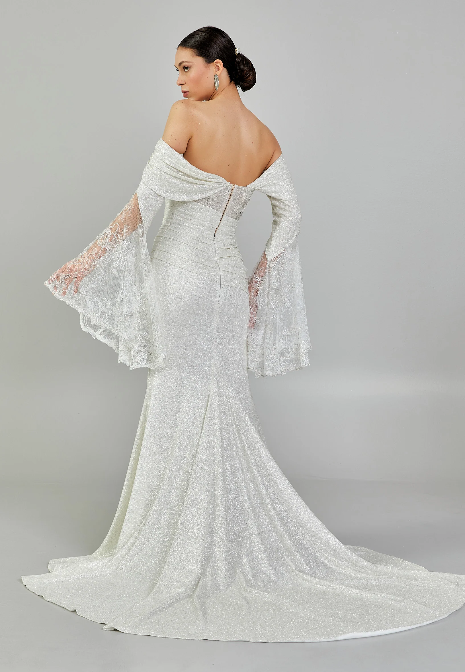 Off Shoulder Maxi Sequin Regular Wedding Dress abbab206u - Image 5