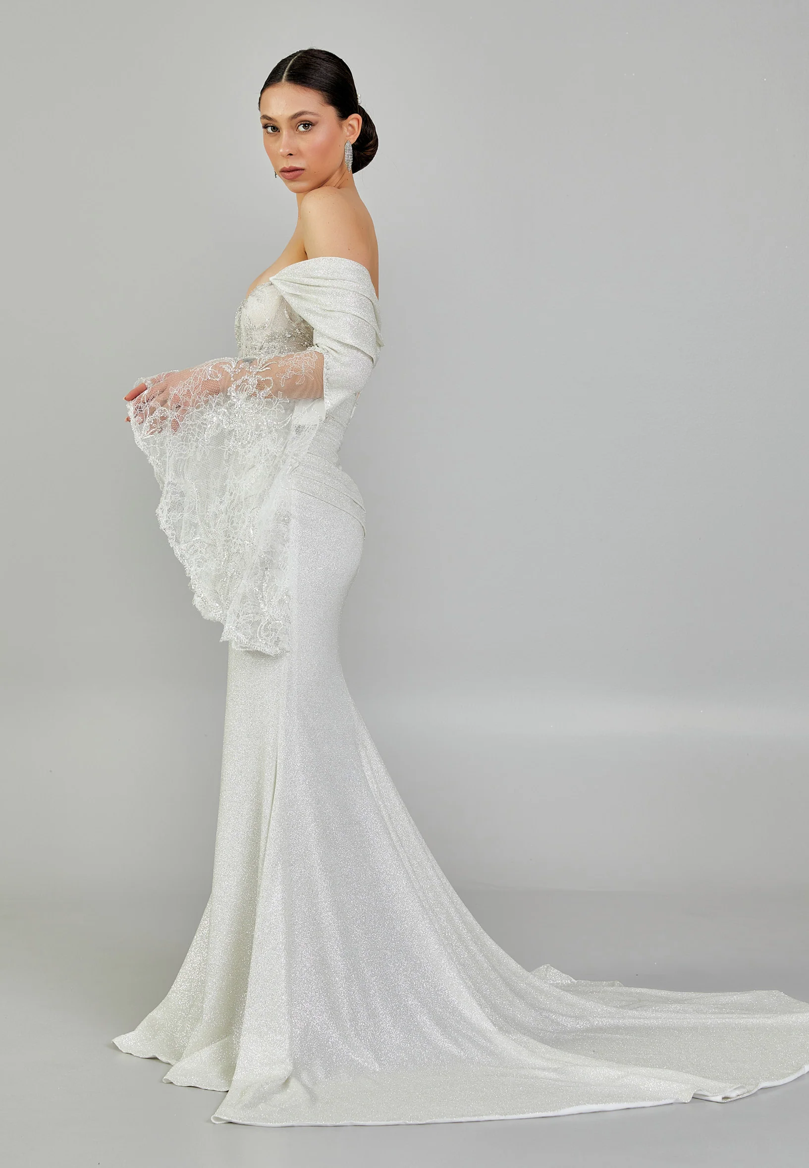 Off Shoulder Maxi Sequin Regular Wedding Dress abbab206u - Image 6