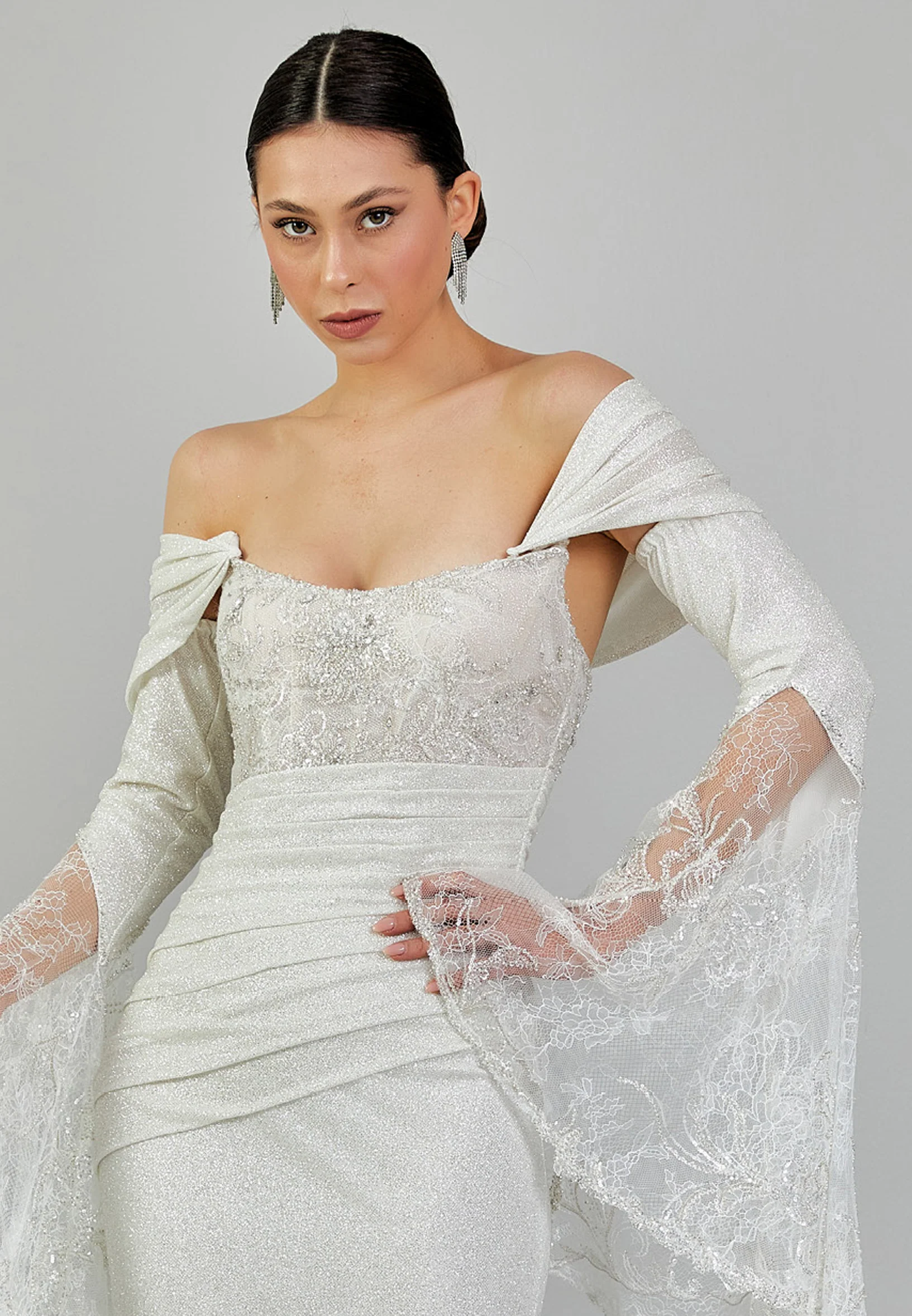 Off Shoulder Maxi Sequin Regular Wedding Dress abbab206u - Image 7