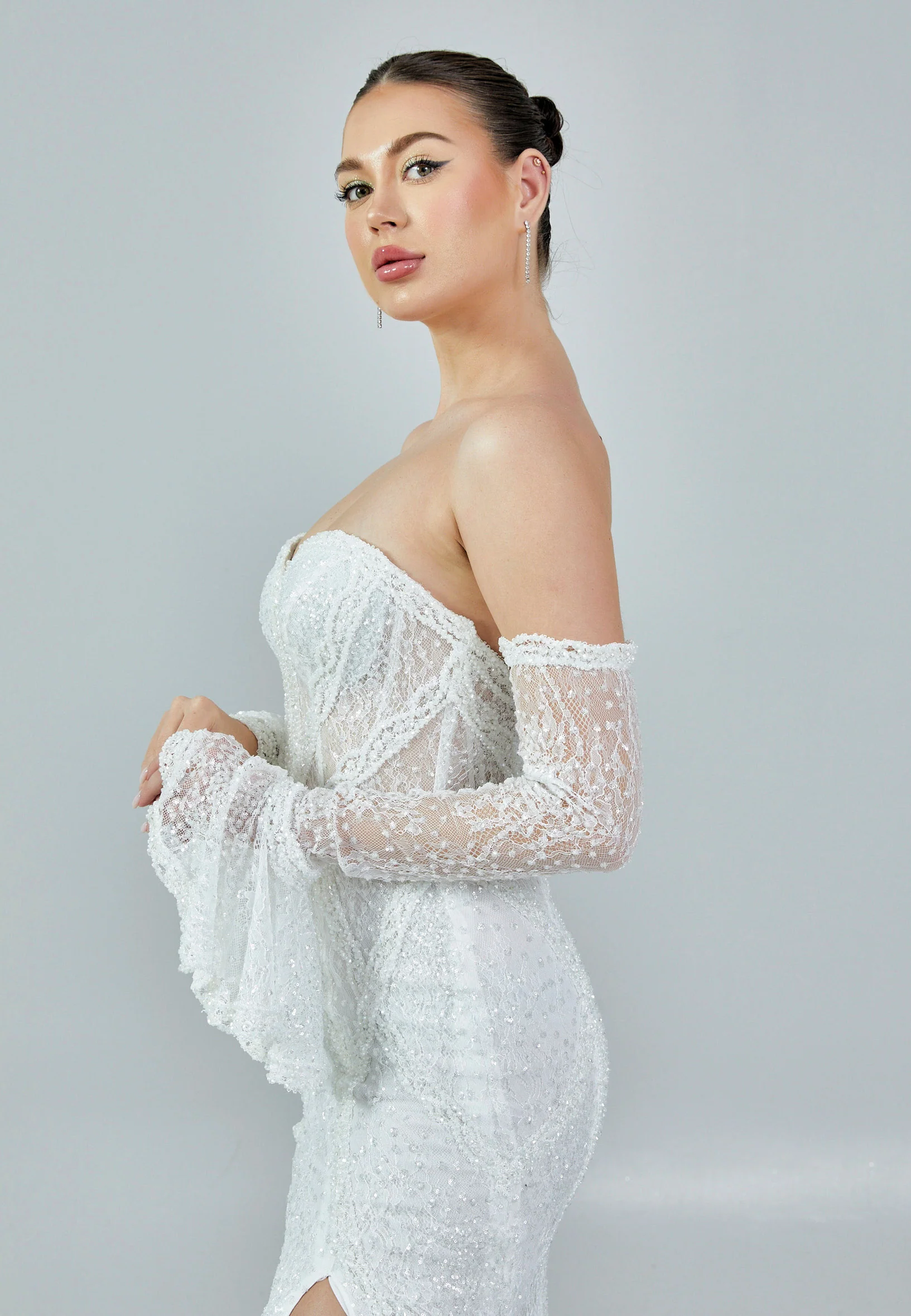 Off Shoulder Maxi Sequin Regular Wedding Dress rlb1418 - Image 2