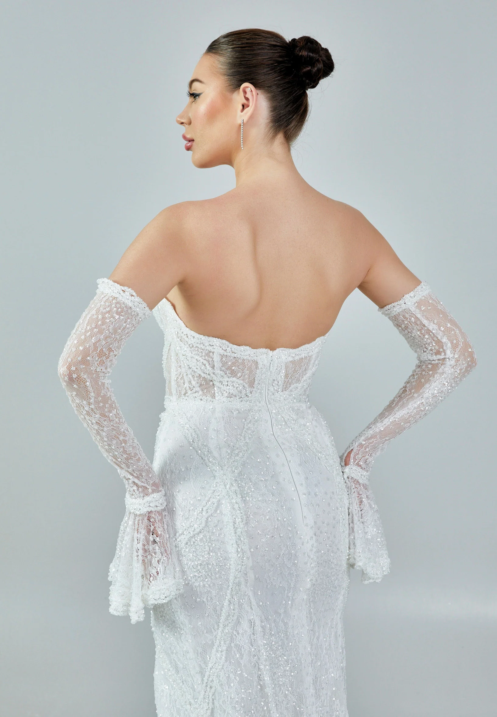 Off Shoulder Maxi Sequin Regular Wedding Dress rlb1418 - Image 3