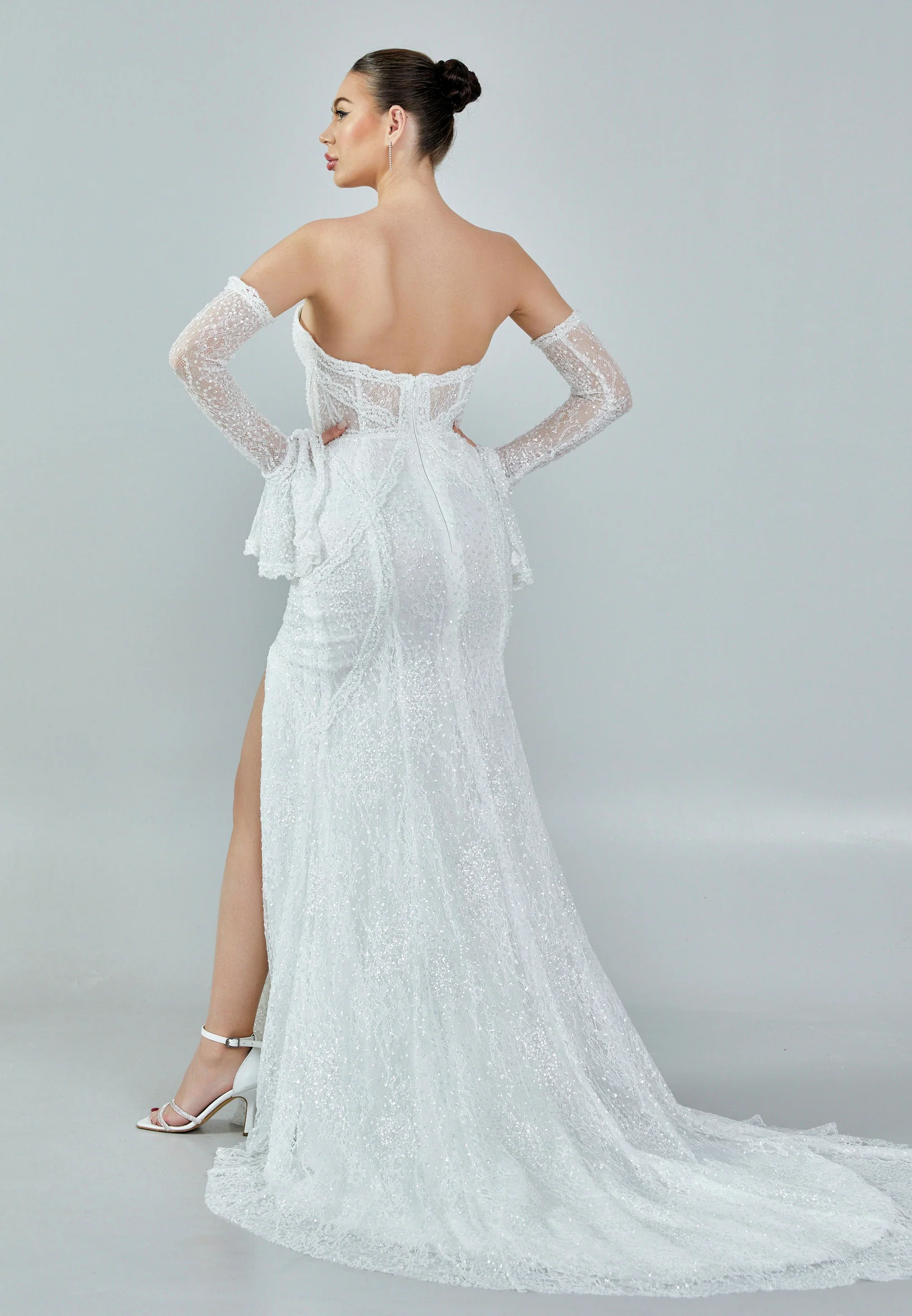Off Shoulder Maxi Sequin Regular Wedding Dress rlb1418 - Image 5