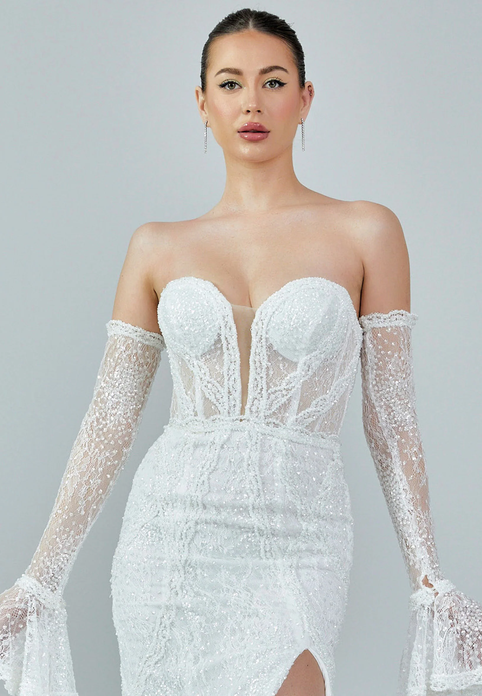 Off Shoulder Maxi Sequin Regular Wedding Dress rlb1418 - Image 7