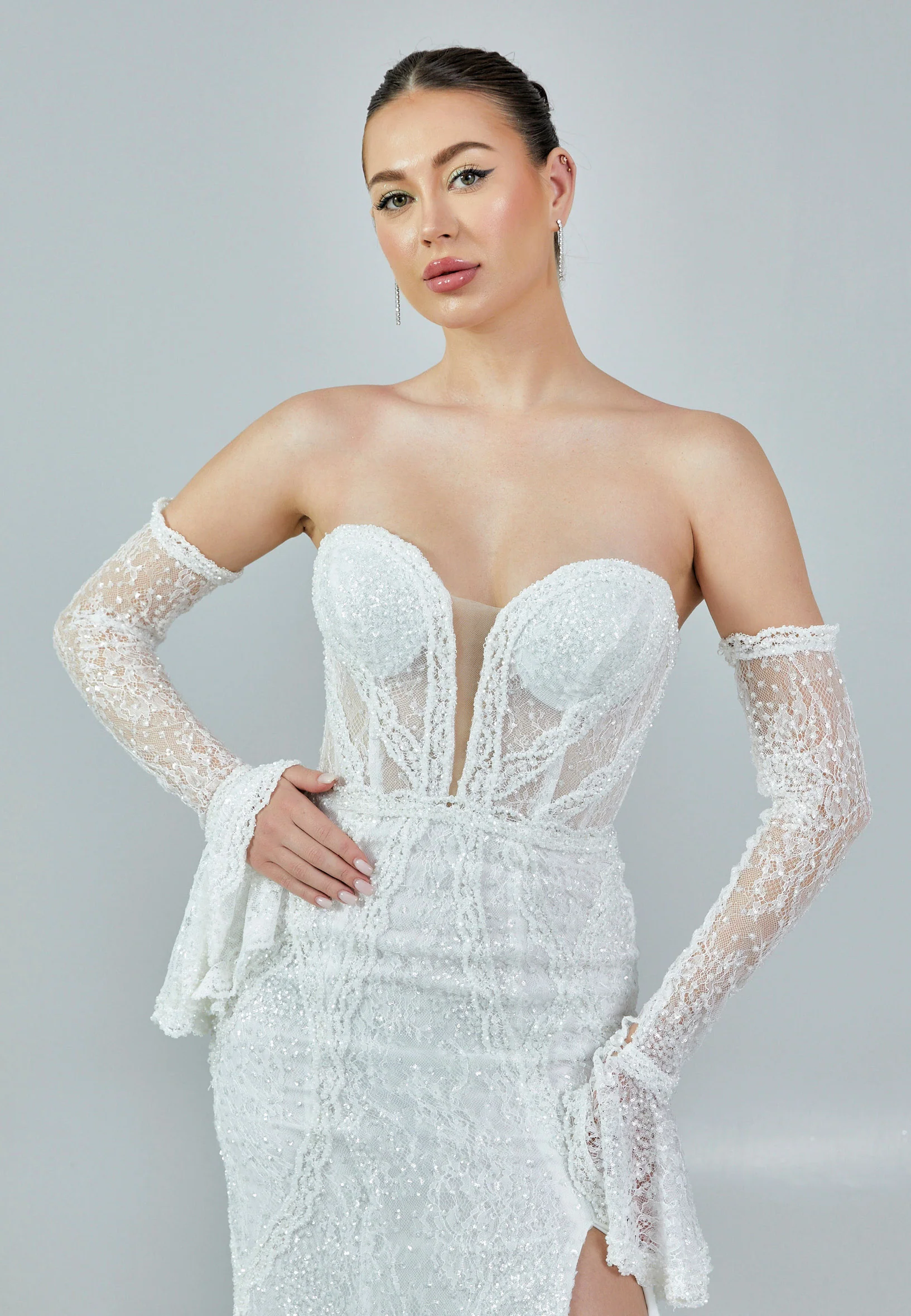 Off Shoulder Maxi Sequin Regular Wedding Dress rlb1418 - Image 8