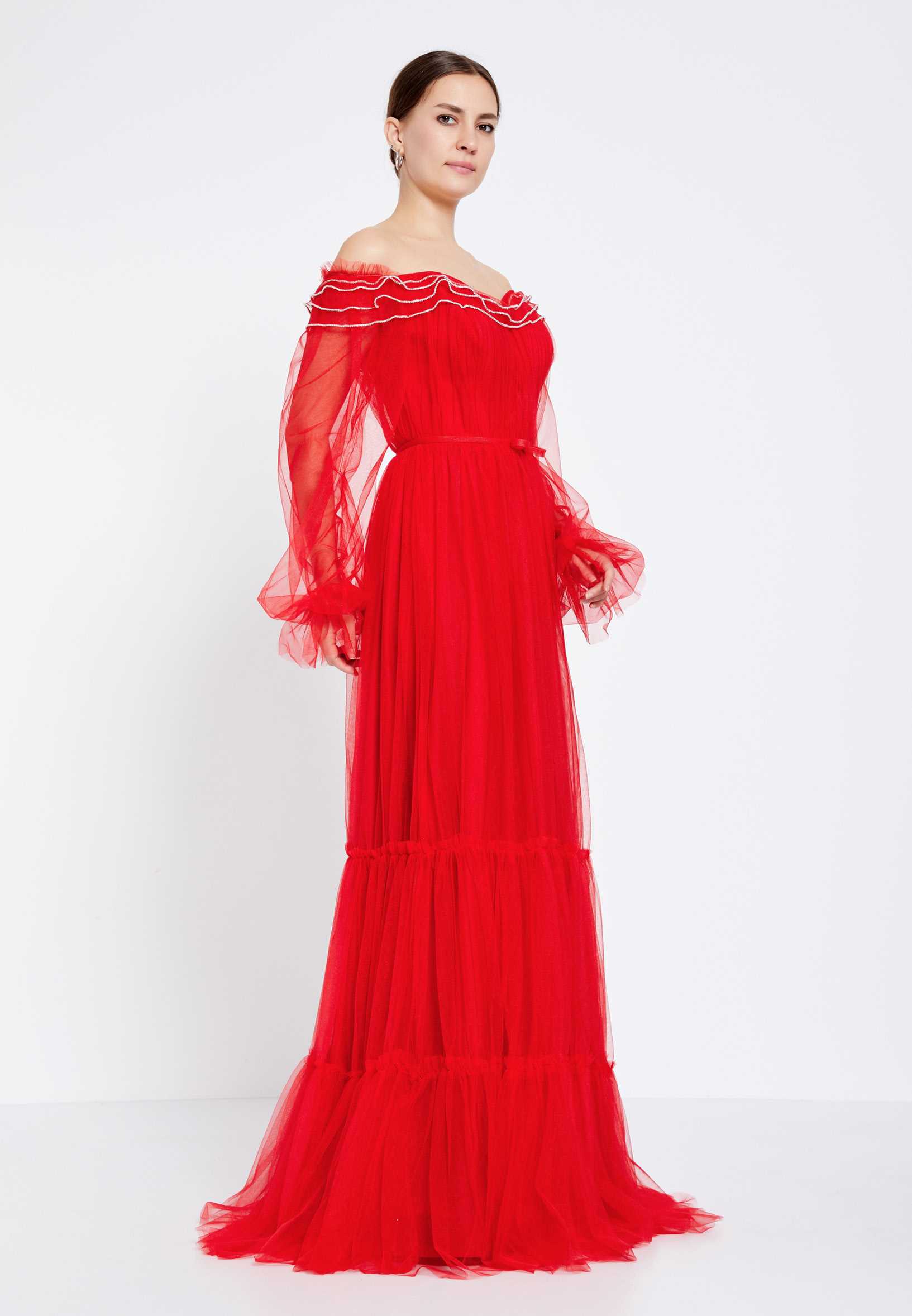 Off Shoulder Maxi Tulle A - Line Regular Prom Dress brq1266 - Image 15