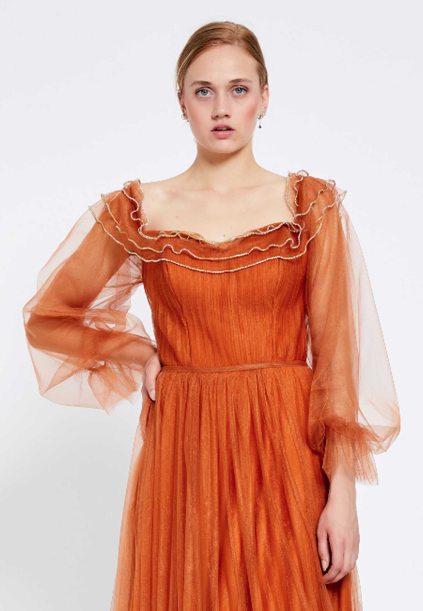 Off Shoulder Maxi Tulle A - Line Regular Prom Dress brq1266 - Image 4