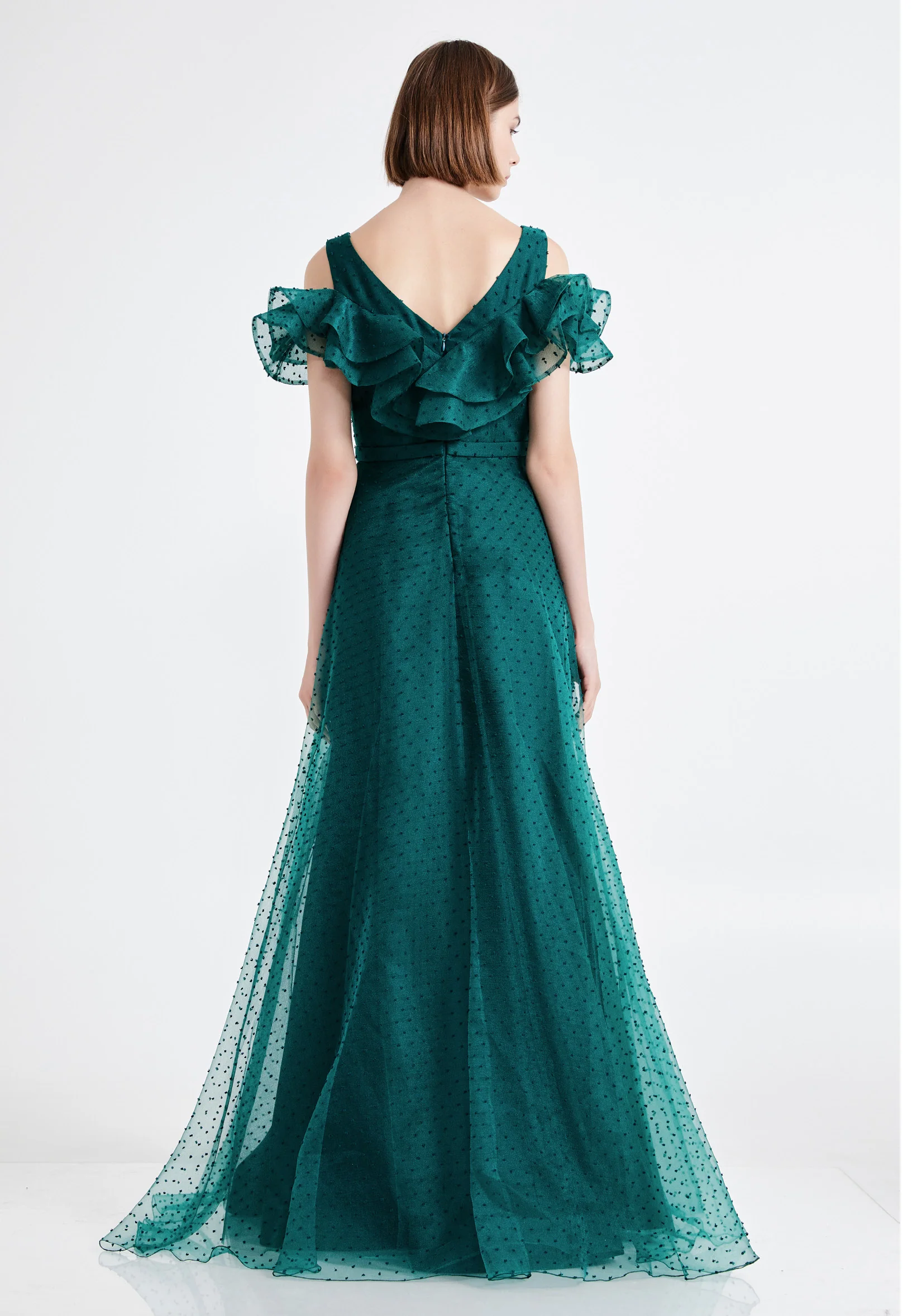 Off Shoulder Maxi Tulle A - Line Regular Prom Dress fvl2364 - Image 6