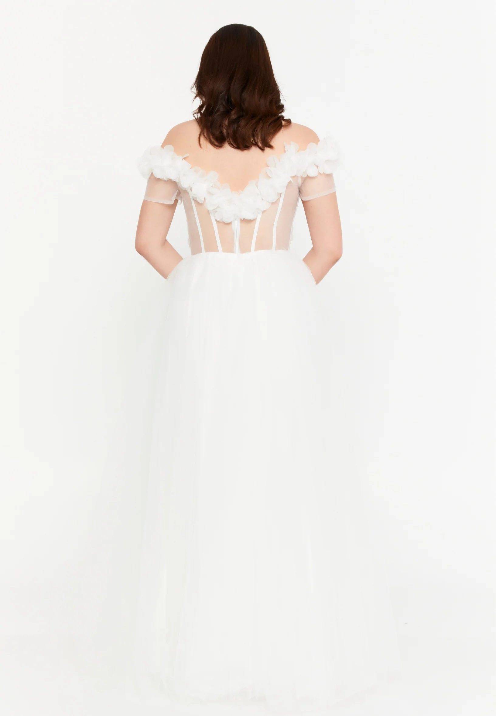 Off Shoulder Maxi Tulle A - Line Regular Prom Dress msp77245 - Image 2