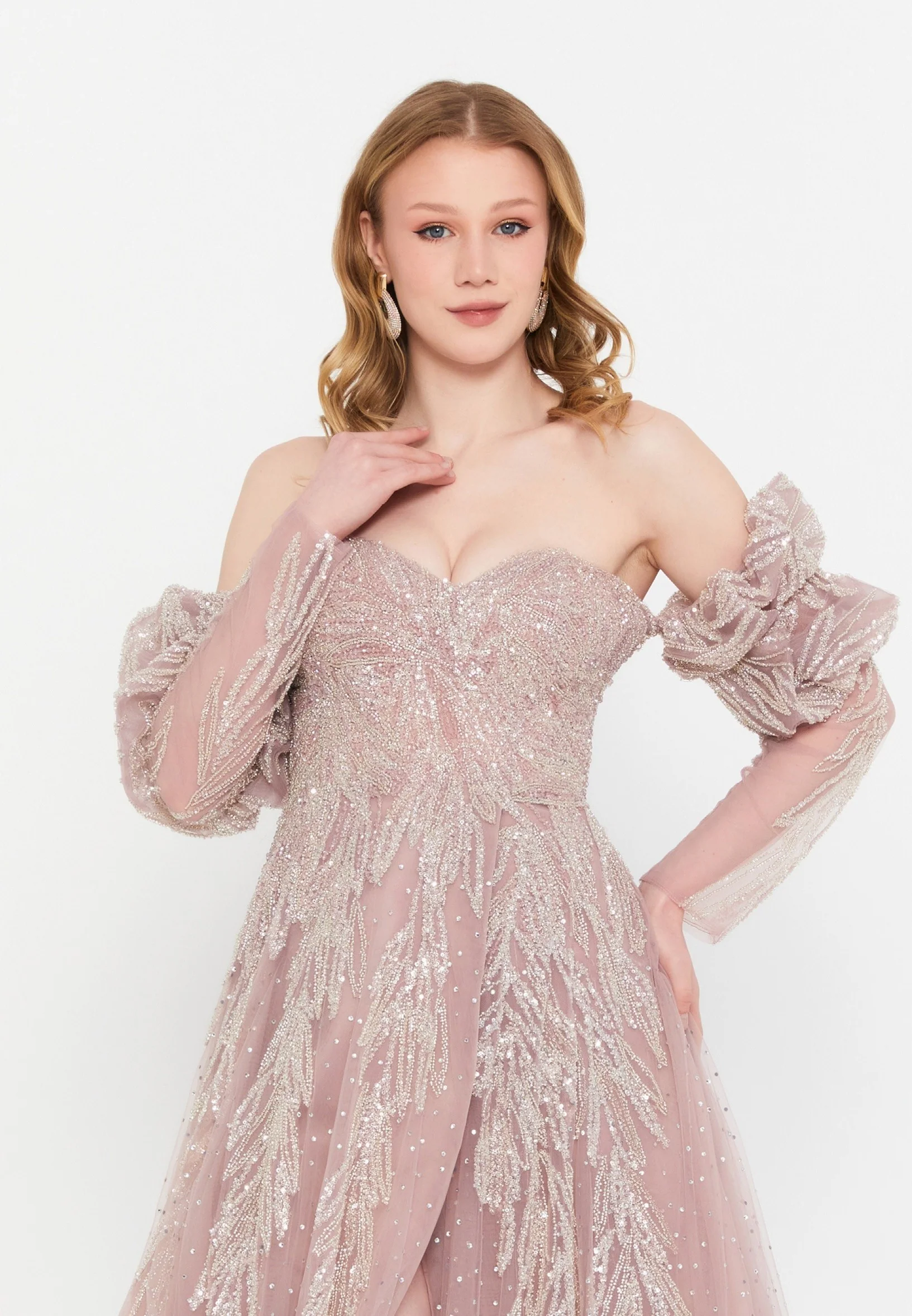 Off Shoulder Maxi Tulle A - Line Regular Prom Dress mtc1109 - Image 8