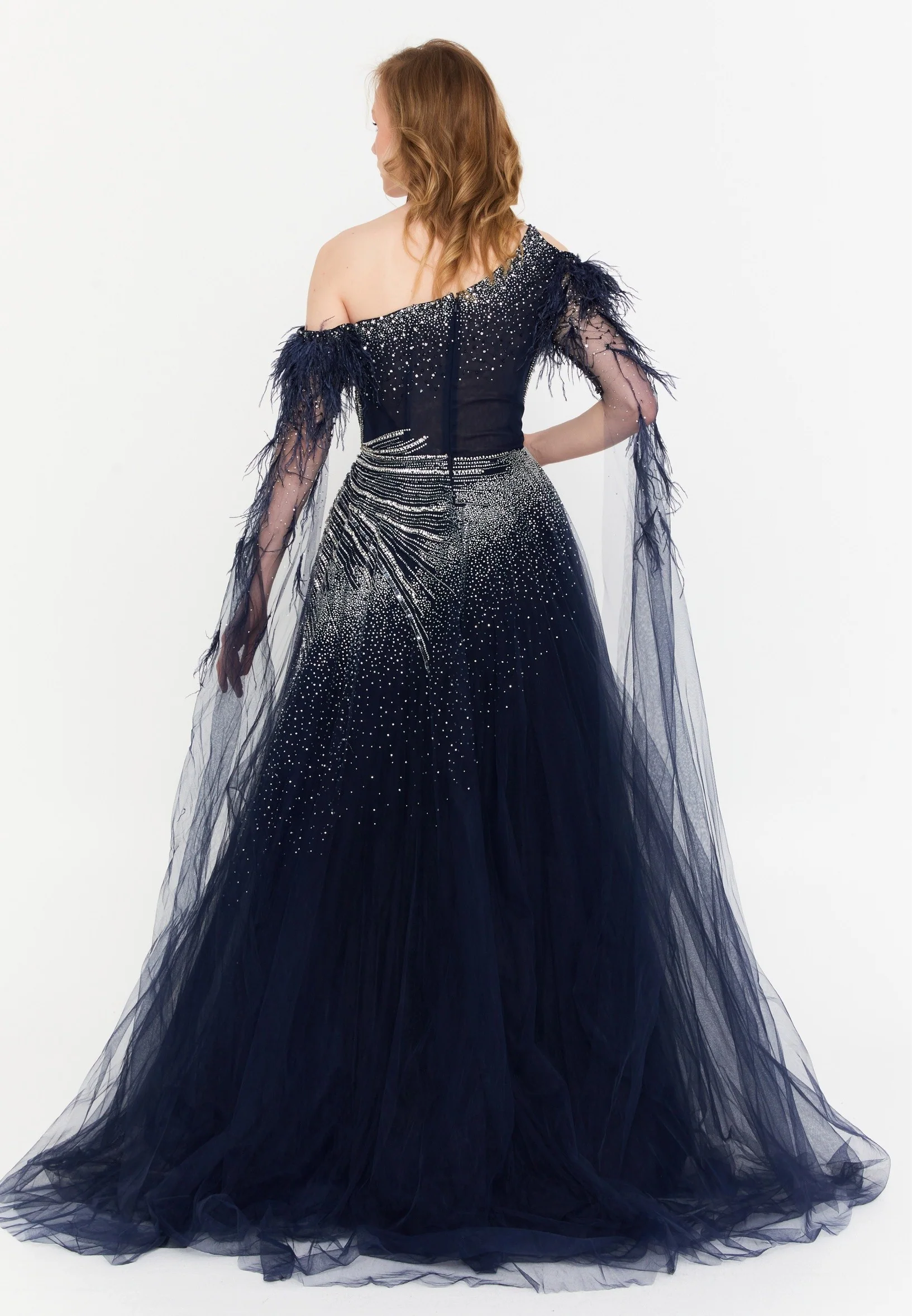 Off Shoulder Maxi Tulle A - Line Regular Prom Dress mtc2602 - Image 6