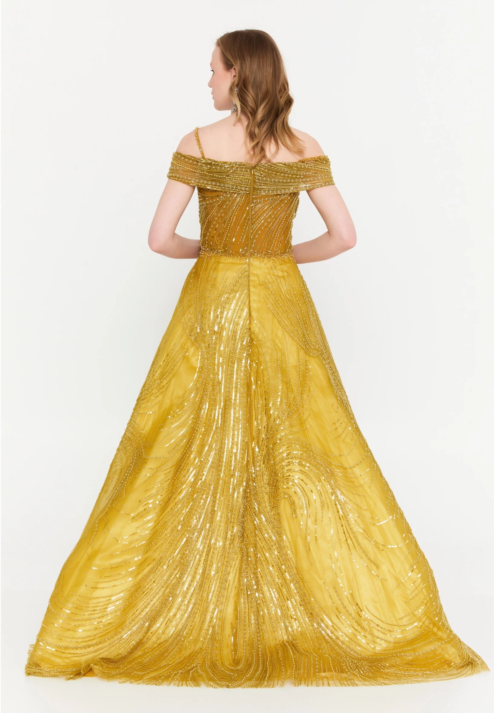 Off Shoulder Maxi Tulle A - Line Regular Prom Dress mtc2604 - Image 10