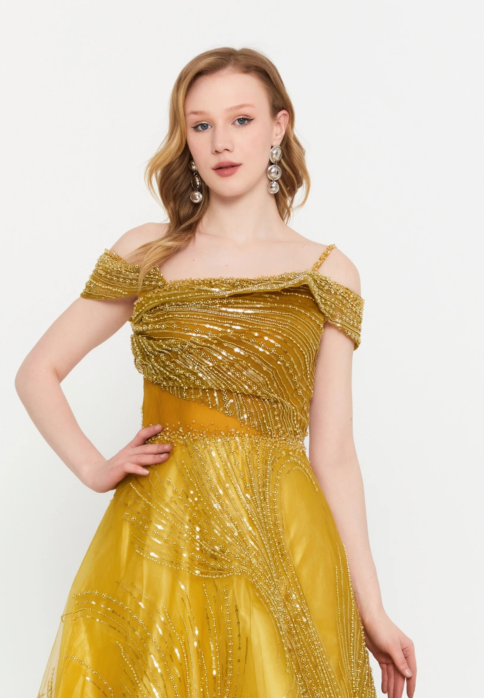 Off Shoulder Maxi Tulle A - Line Regular Prom Dress mtc2604 - Image 12