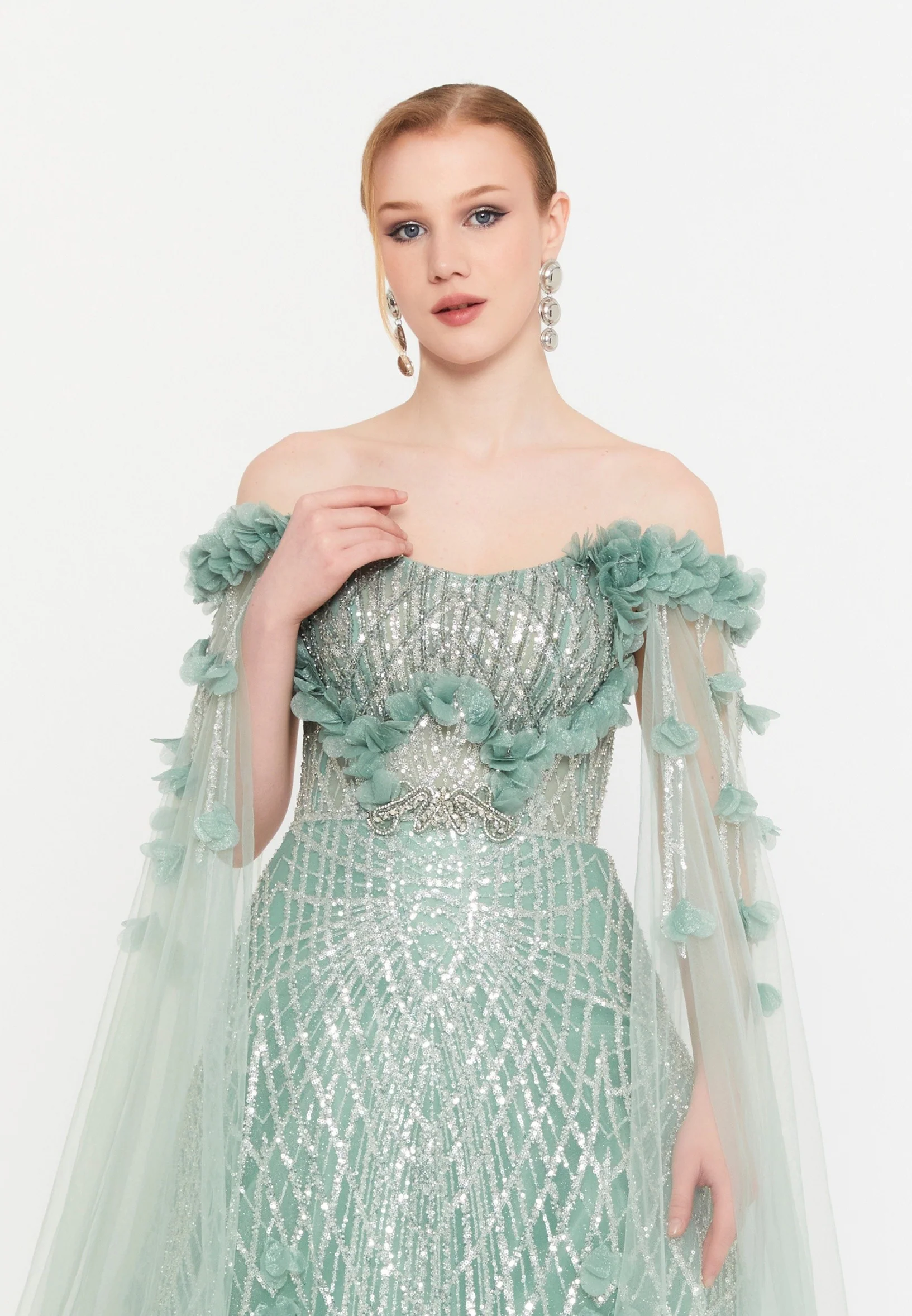 Off Shoulder Maxi Tulle A - Line Regular Prom Dress mtc28006 - Image 4