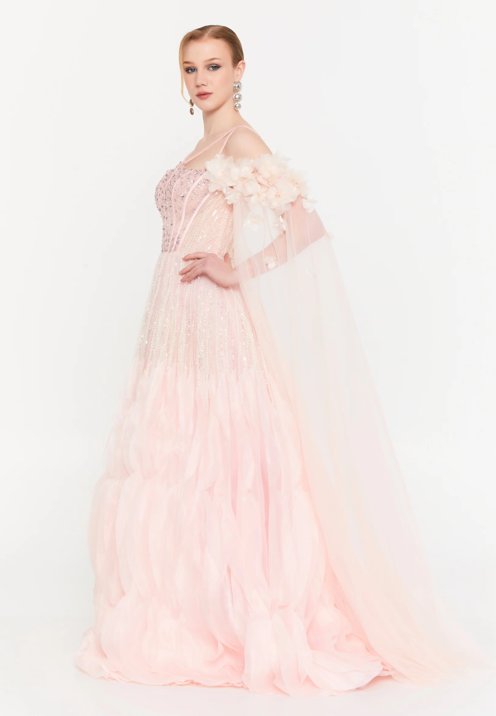 Off Shoulder Maxi Tulle A - Line Regular Prom Dress mtc91070 - Image 3
