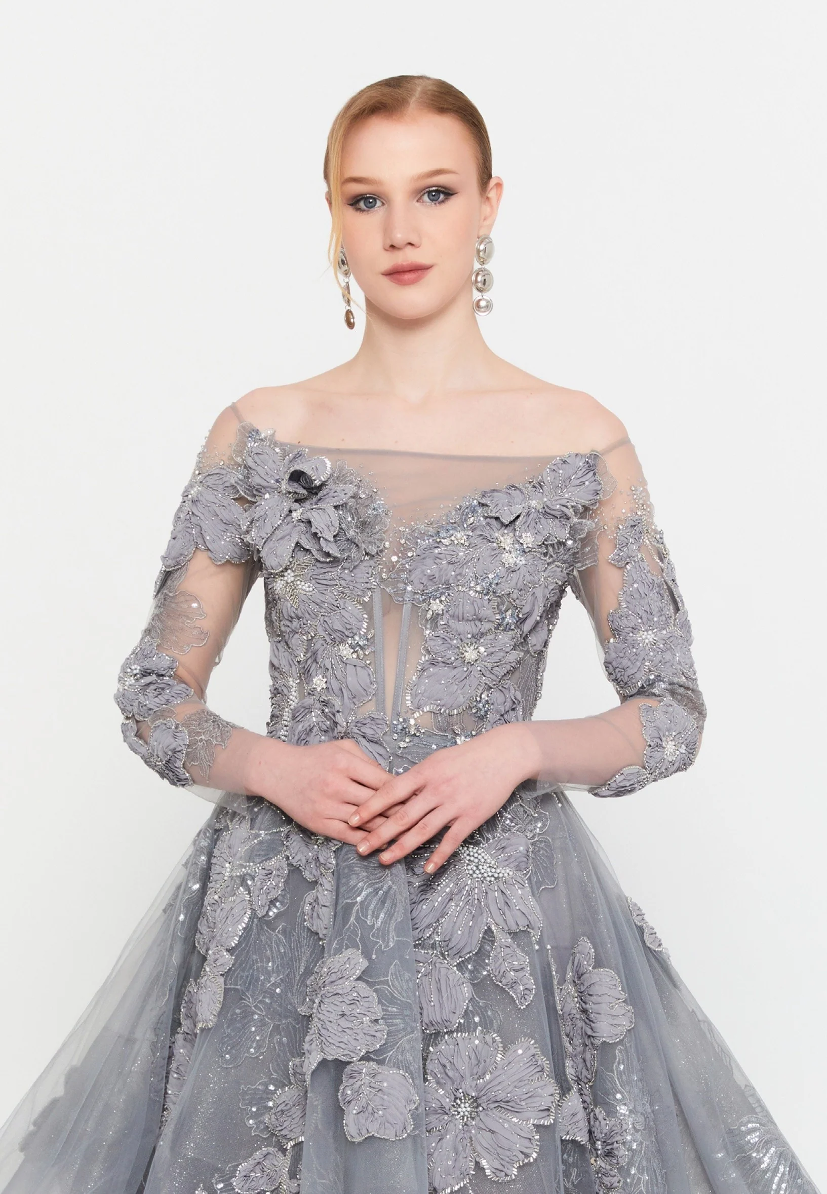 Off Shoulder Maxi Tulle A - Line Regular Prom Dress mtca+001 - Image 4