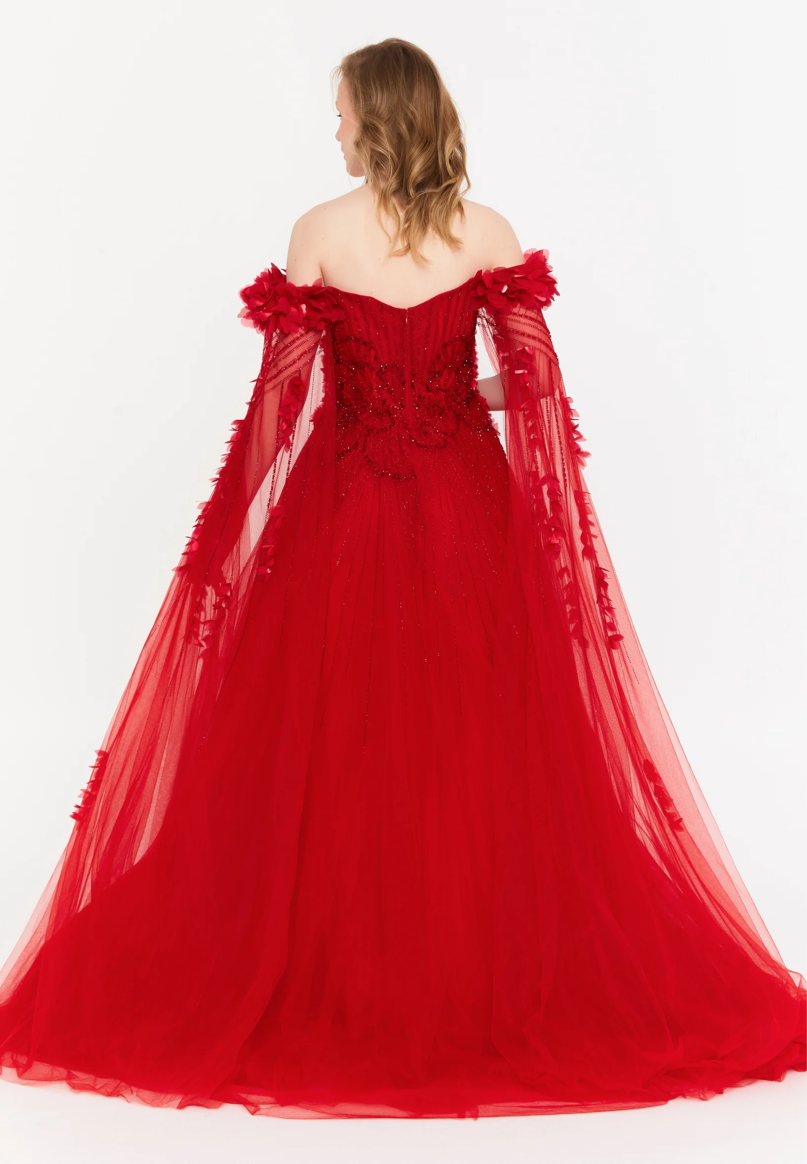 Off Shoulder Maxi Tulle A - Line Regular Prom Dress mti030116 - Image 10