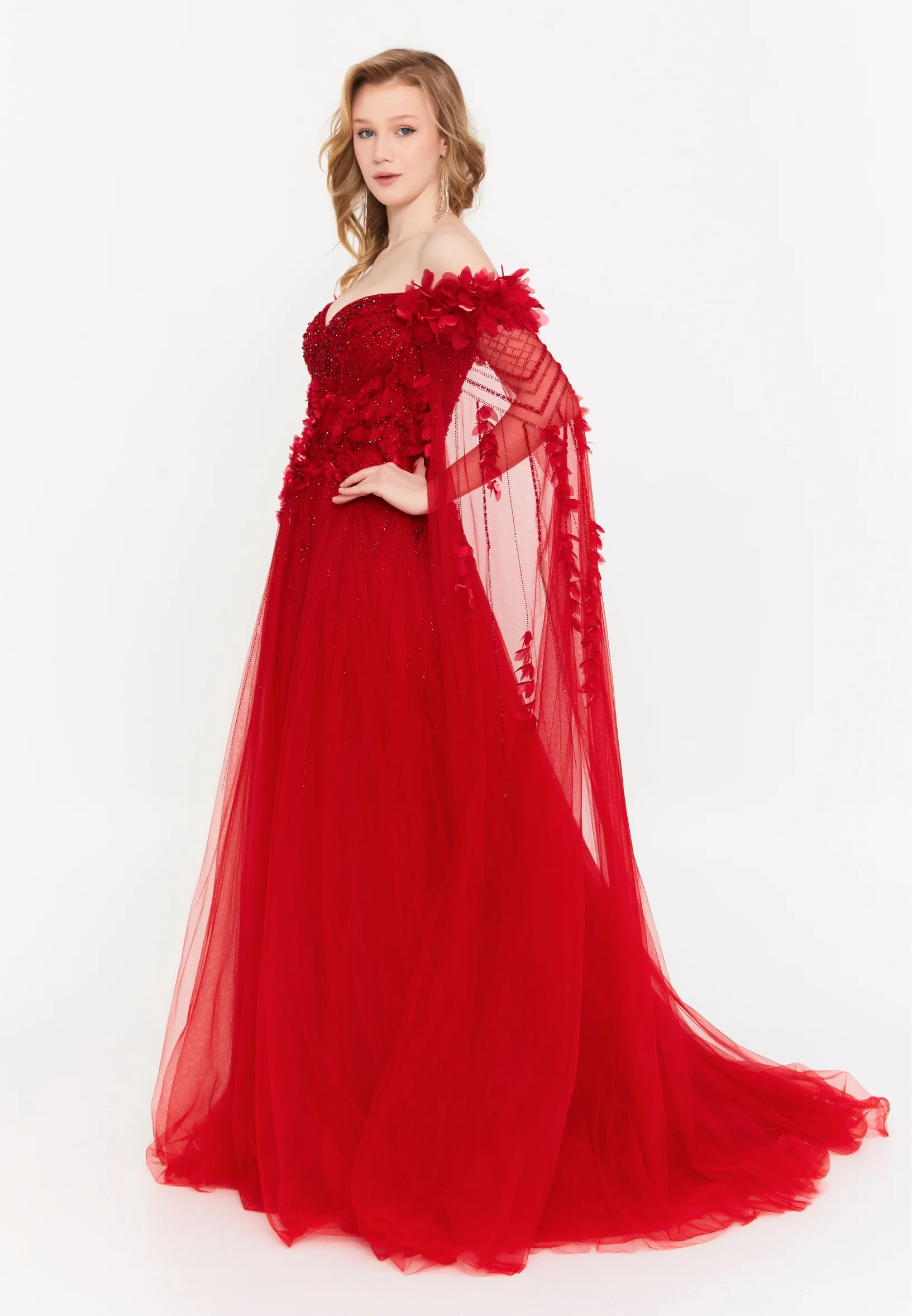 Off Shoulder Maxi Tulle A - Line Regular Prom Dress mti030116 - Image 11