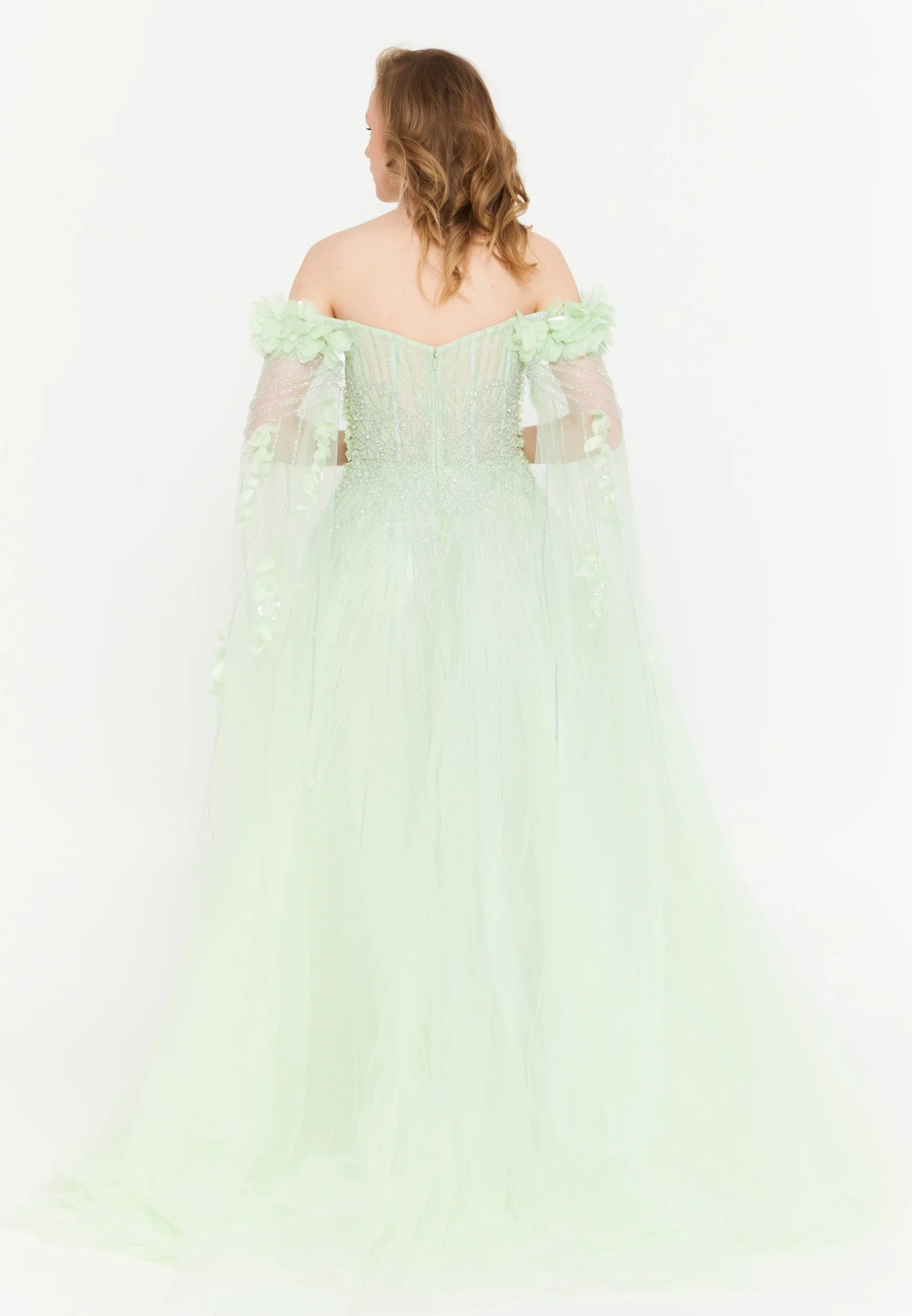 Off Shoulder Maxi Tulle A - Line Regular Prom Dress mti030116 - Image 2