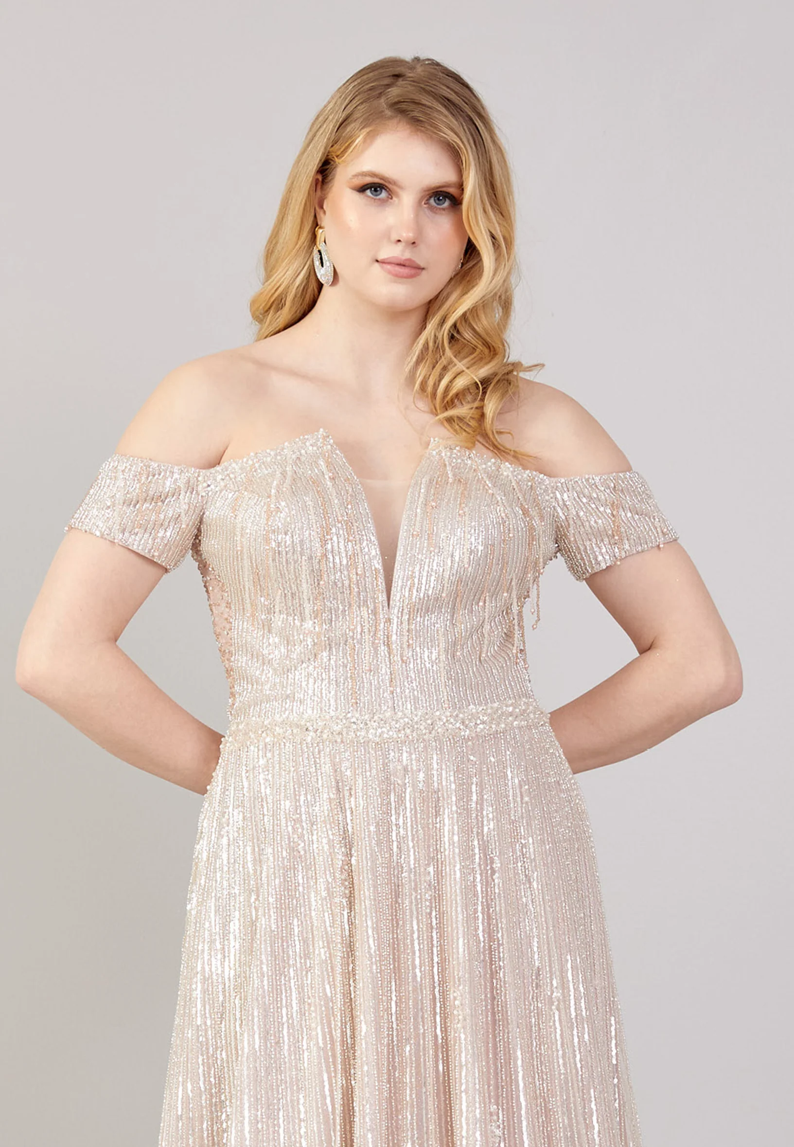 Off Shoulder Maxi Tulle A - Line Regular Prom Dress mti04-14 - Image 4