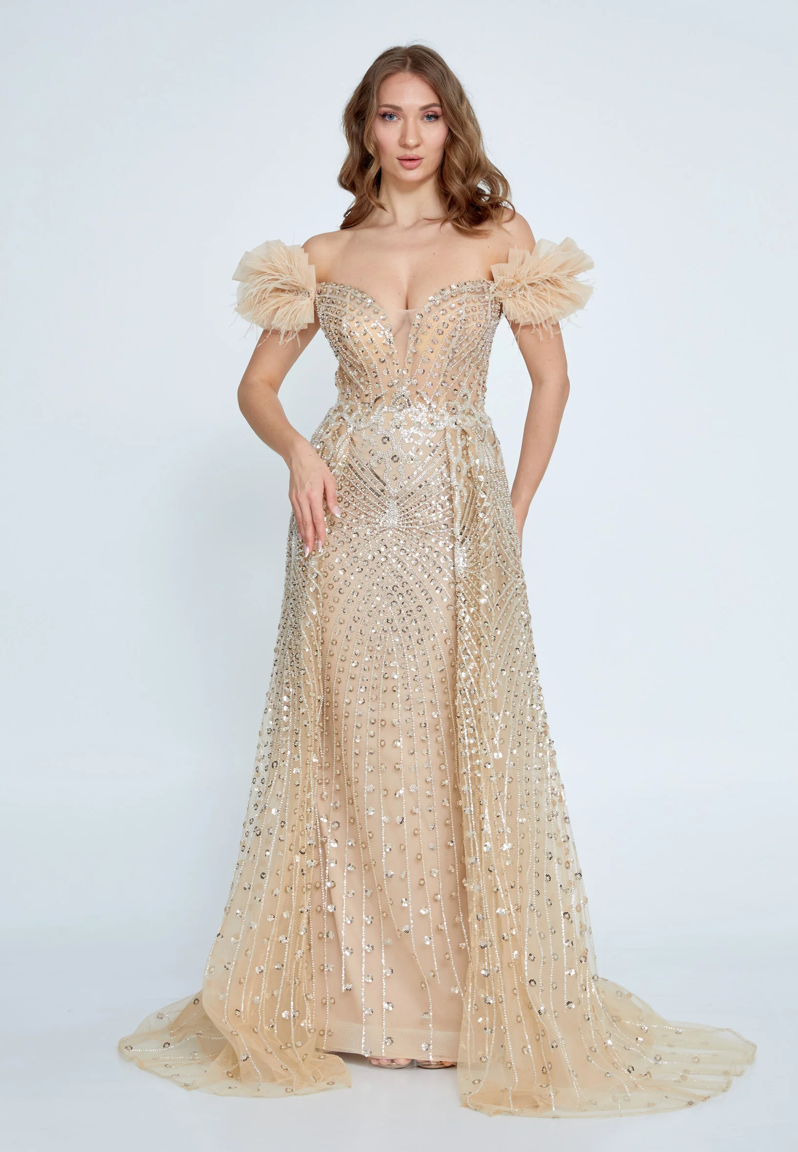 Off Shoulder Maxi Tulle A - Line Regular Prom Dress mti0605