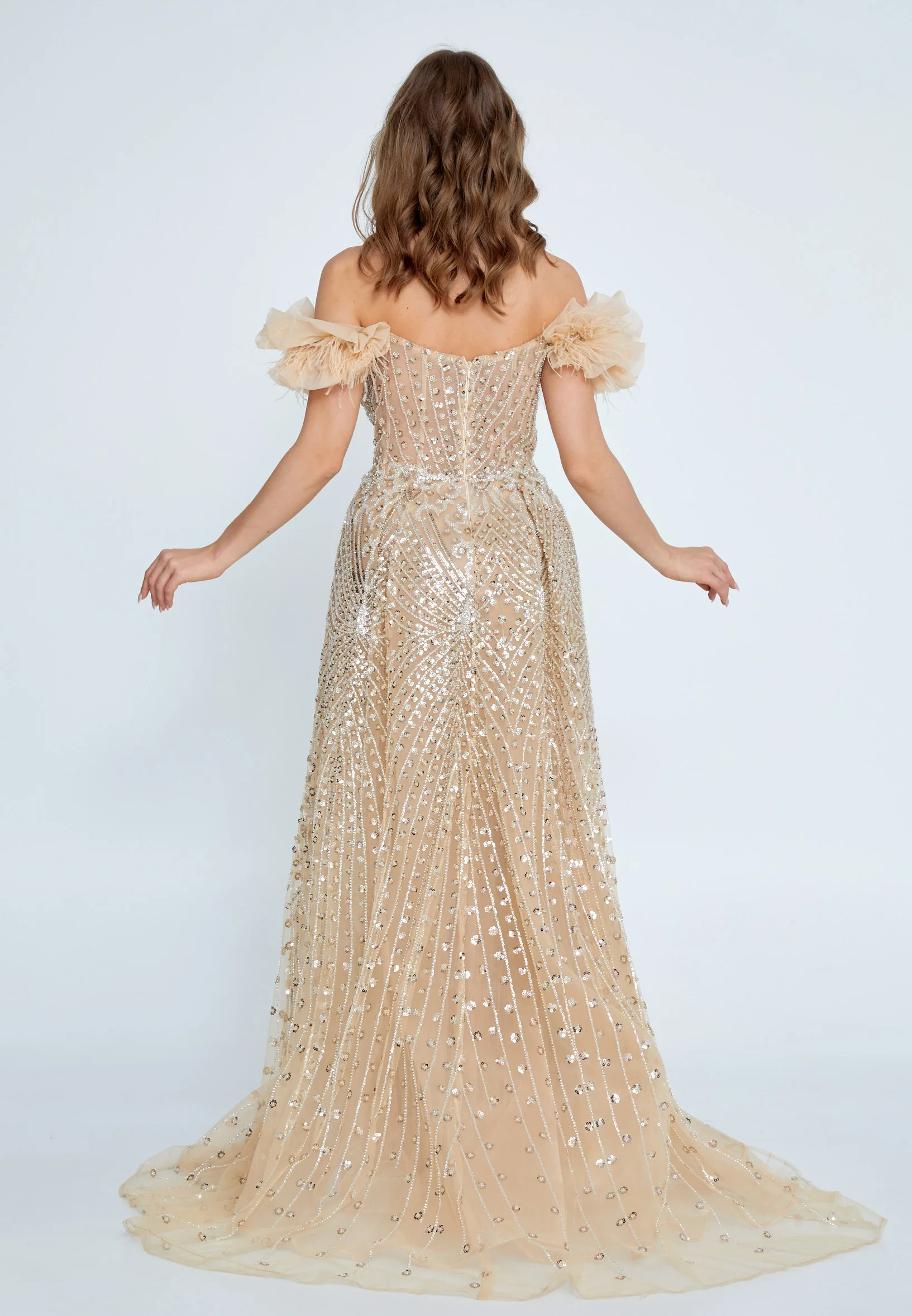 Off Shoulder Maxi Tulle A - Line Regular Prom Dress mti0605 - Image 2