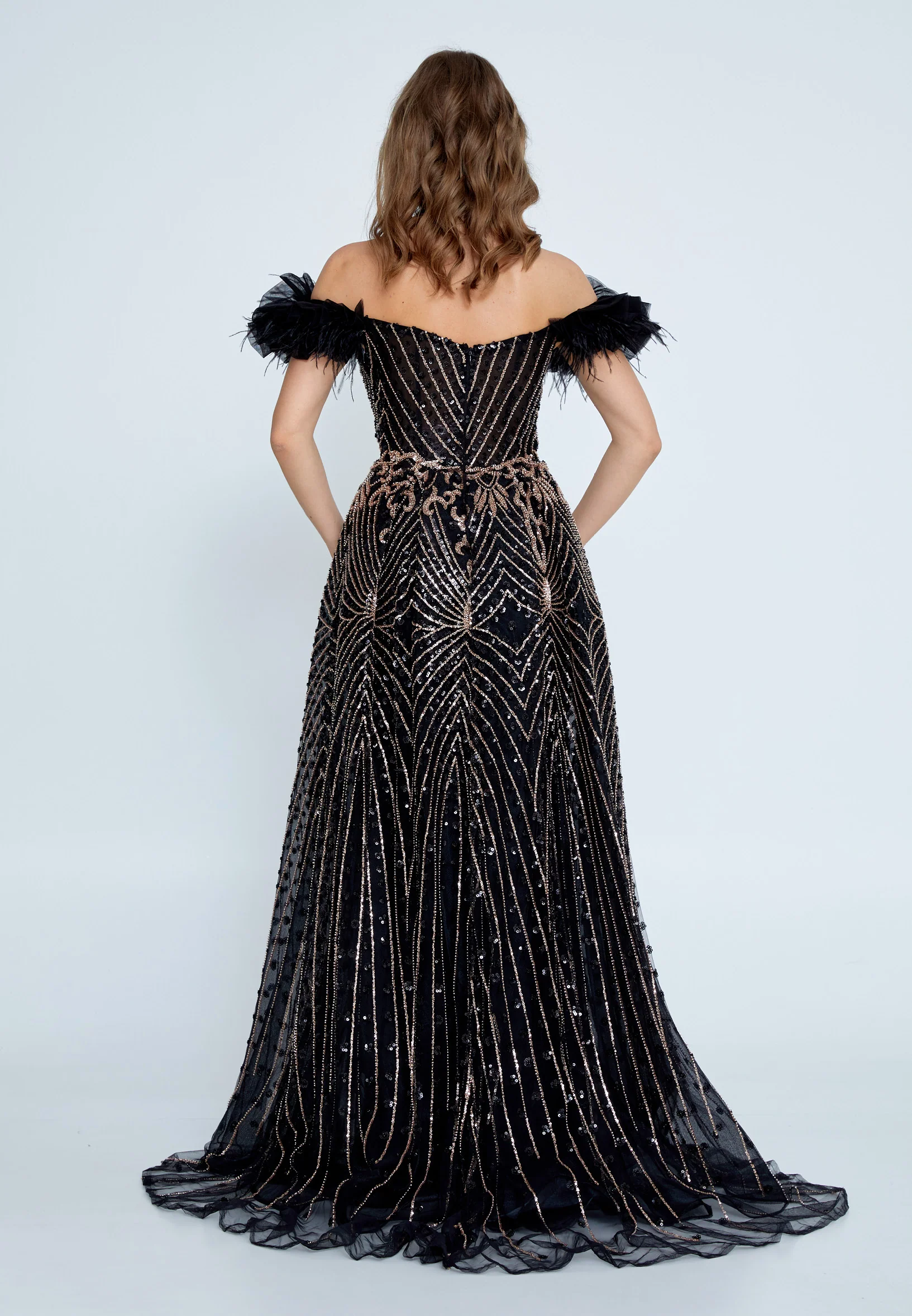Off Shoulder Maxi Tulle A - Line Regular Prom Dress mti0605 - Image 6