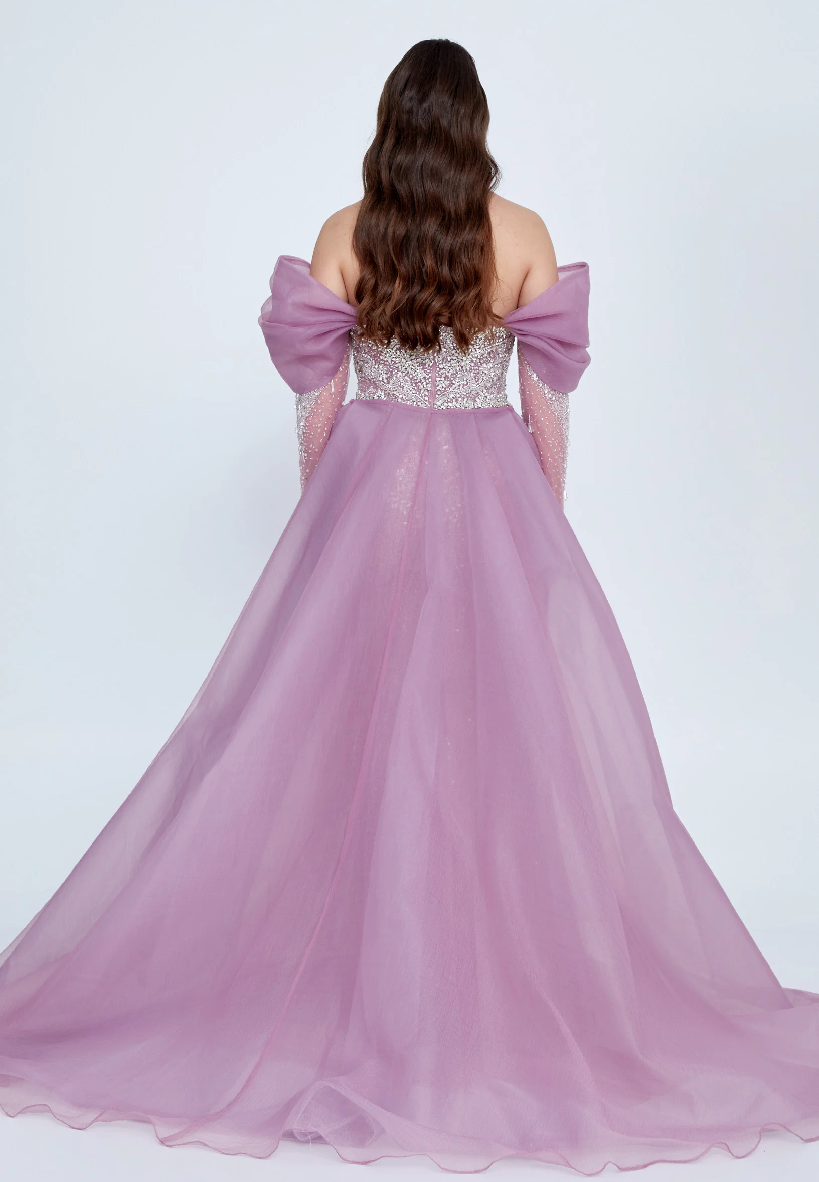 Off Shoulder Maxi Tulle A - Line Regular Prom Dress mti0701 - Image 10