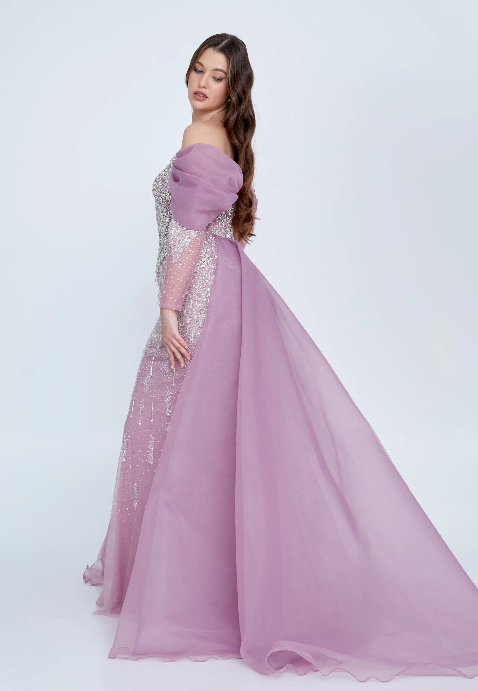Off Shoulder Maxi Tulle A - Line Regular Prom Dress mti0701 - Image 11