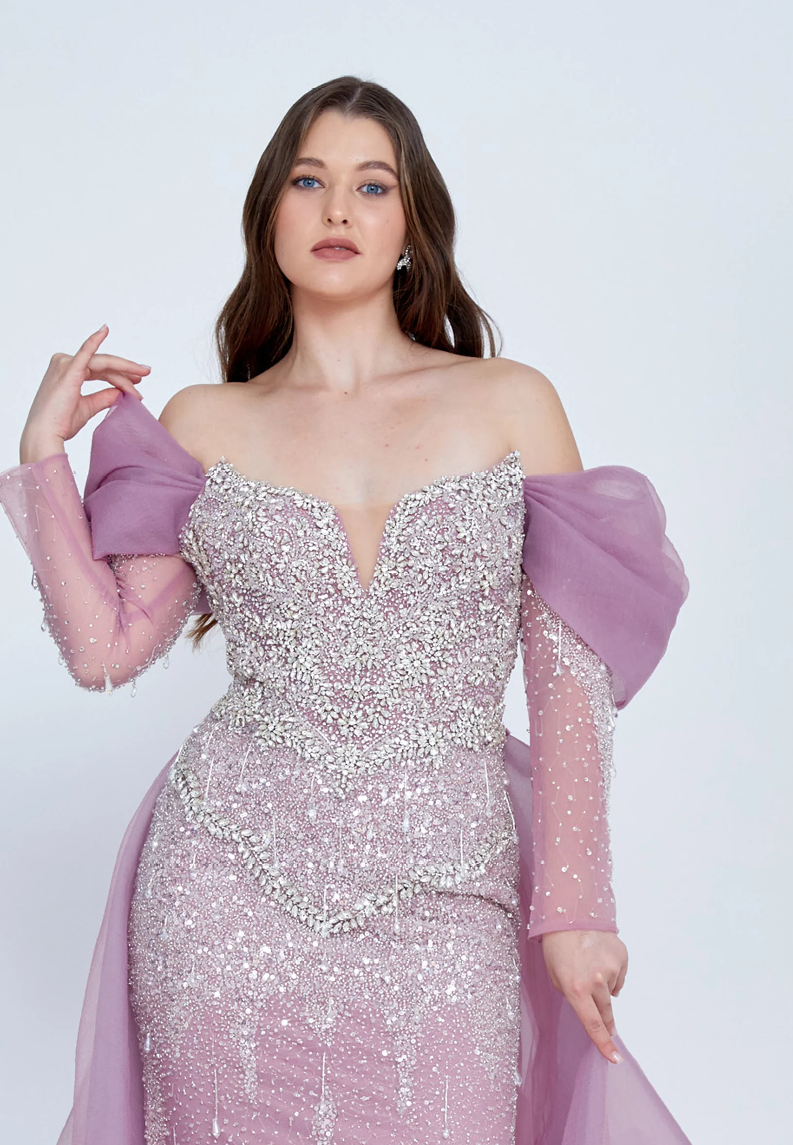 Off Shoulder Maxi Tulle A - Line Regular Prom Dress mti0701 - Image 12