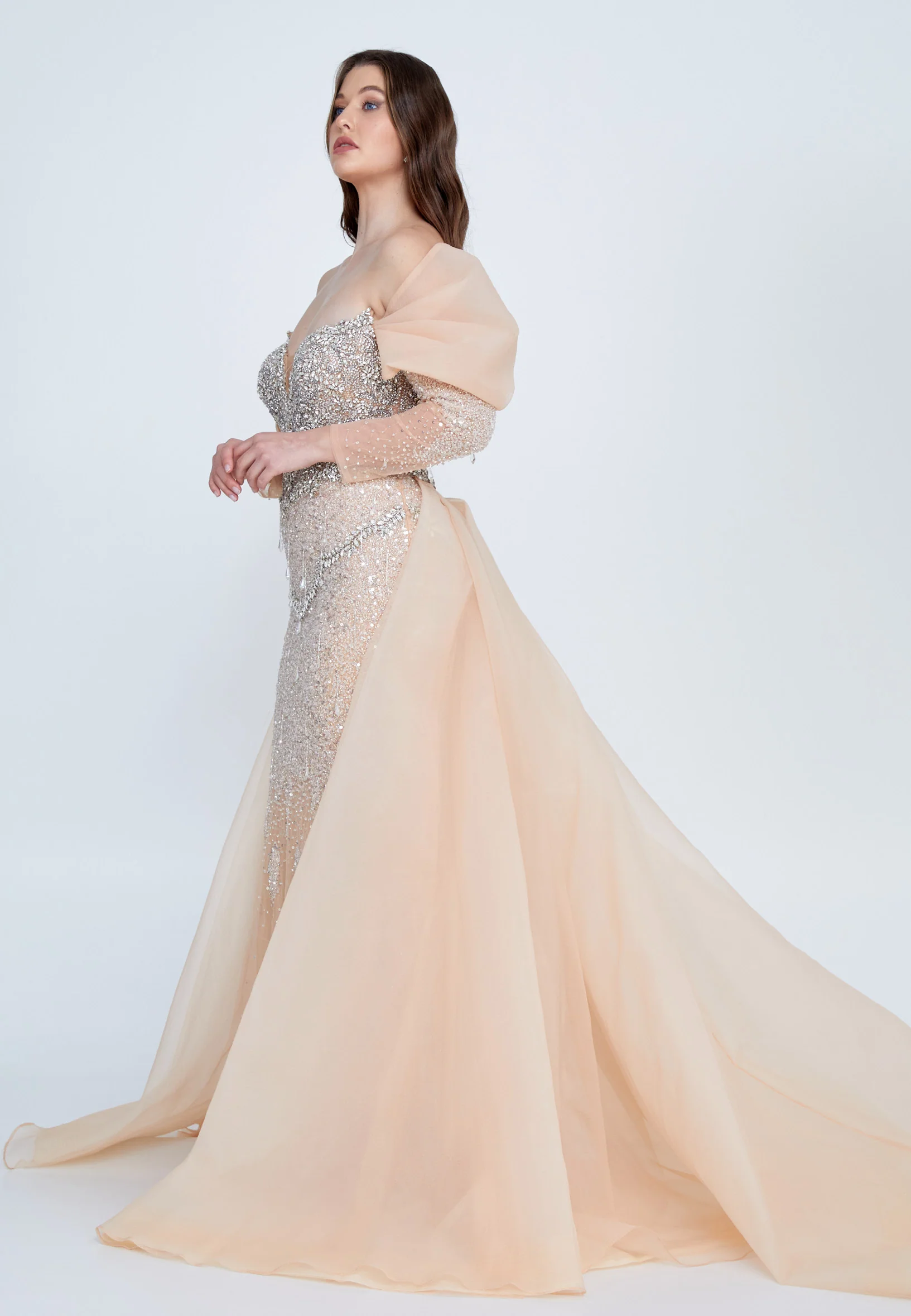 Off Shoulder Maxi Tulle A - Line Regular Prom Dress mti0701 - Image 3