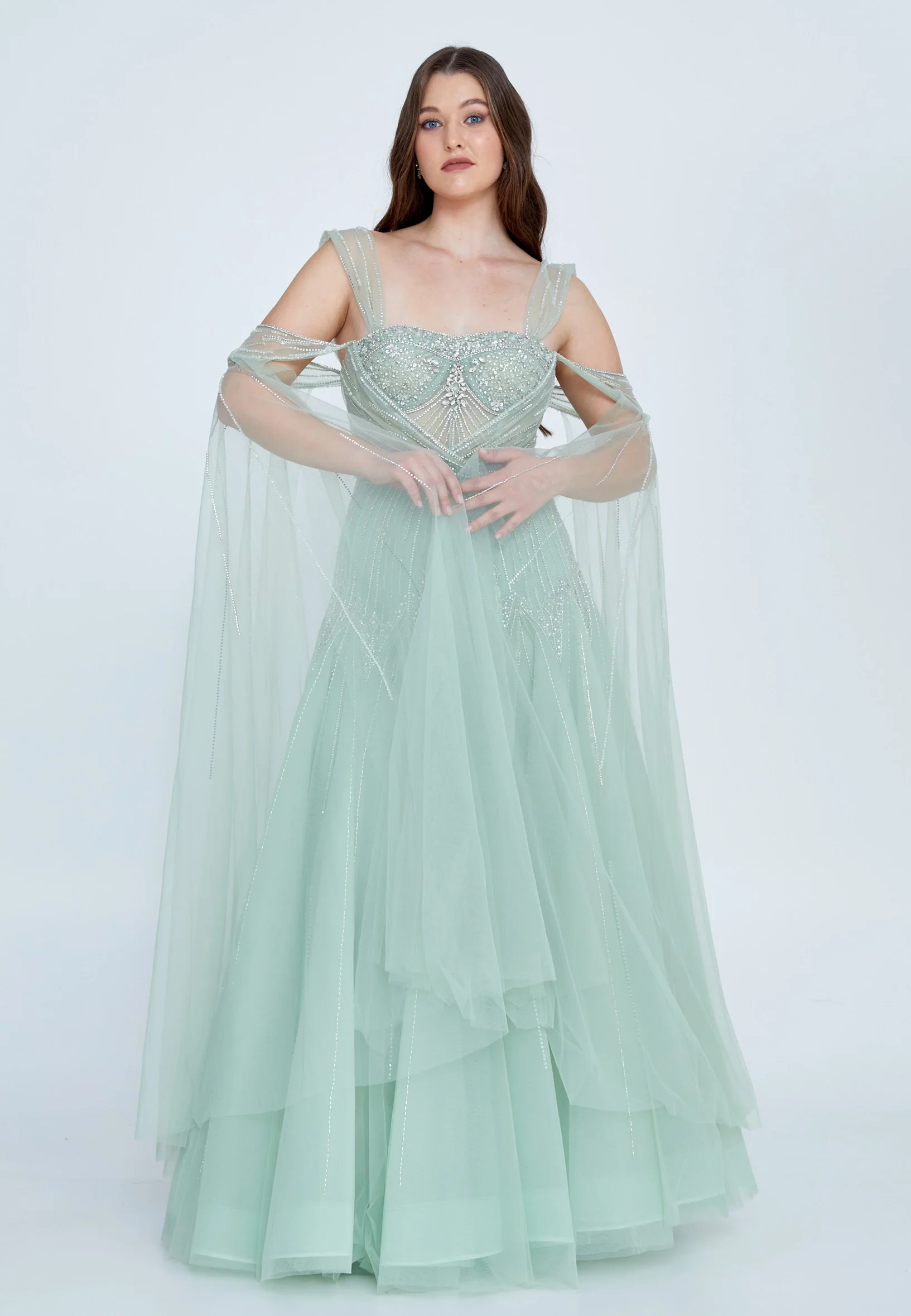 Off Shoulder Maxi Tulle A - Line Regular Prom Dress mti0705 - Image 5